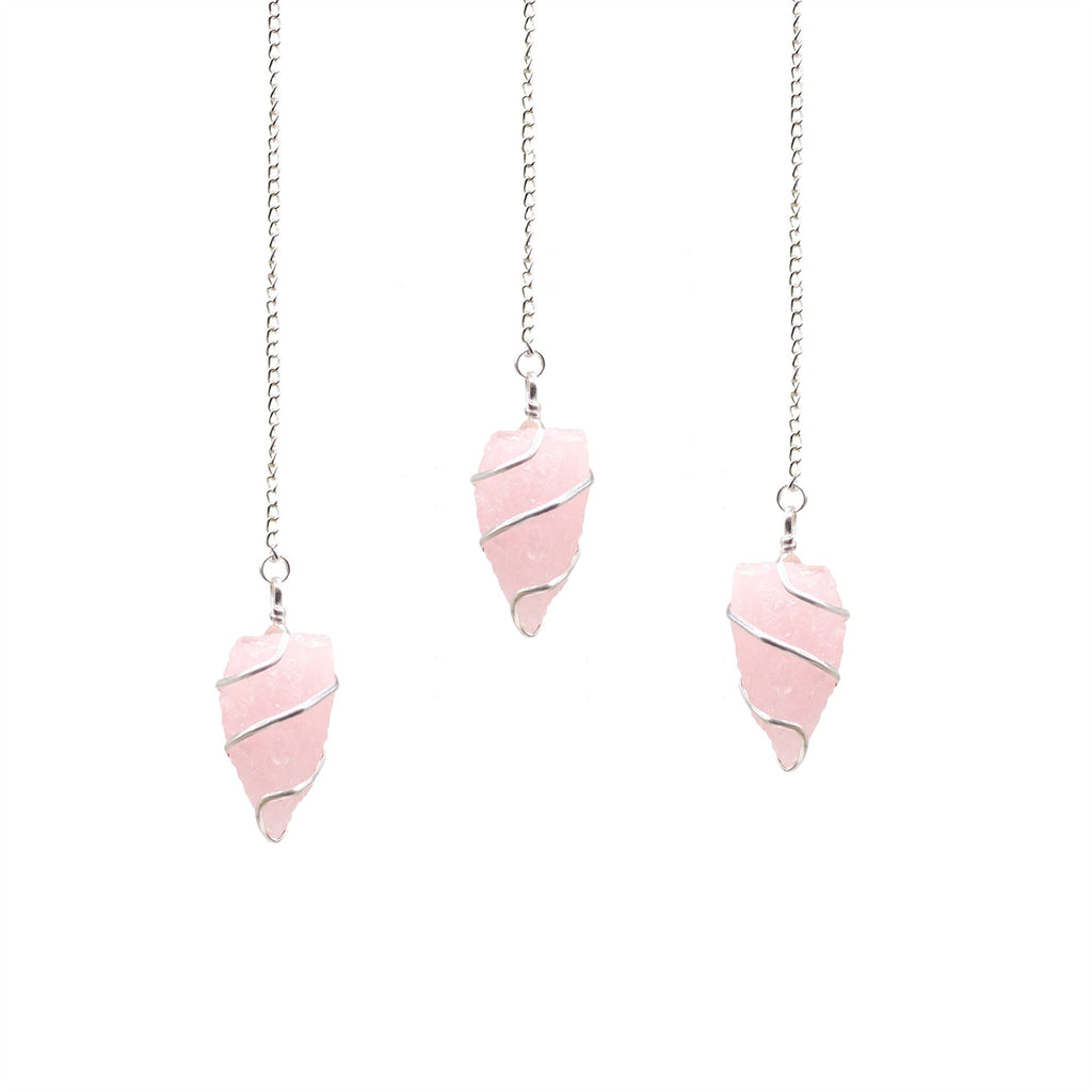 Raw Gemstone Pendulum in Unique Rose Quartz for Dowsing Gifts