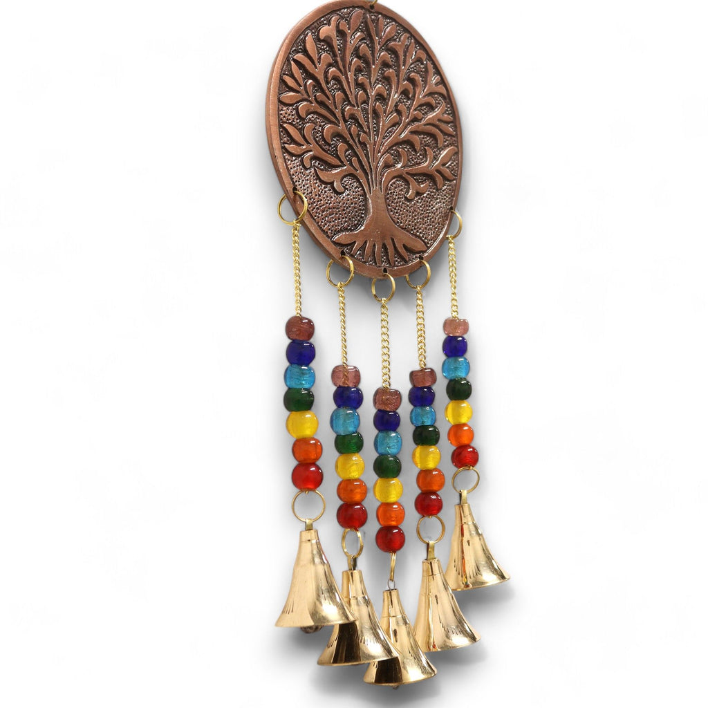Indian Chimes with Tree of Life Design and Chakra Beads