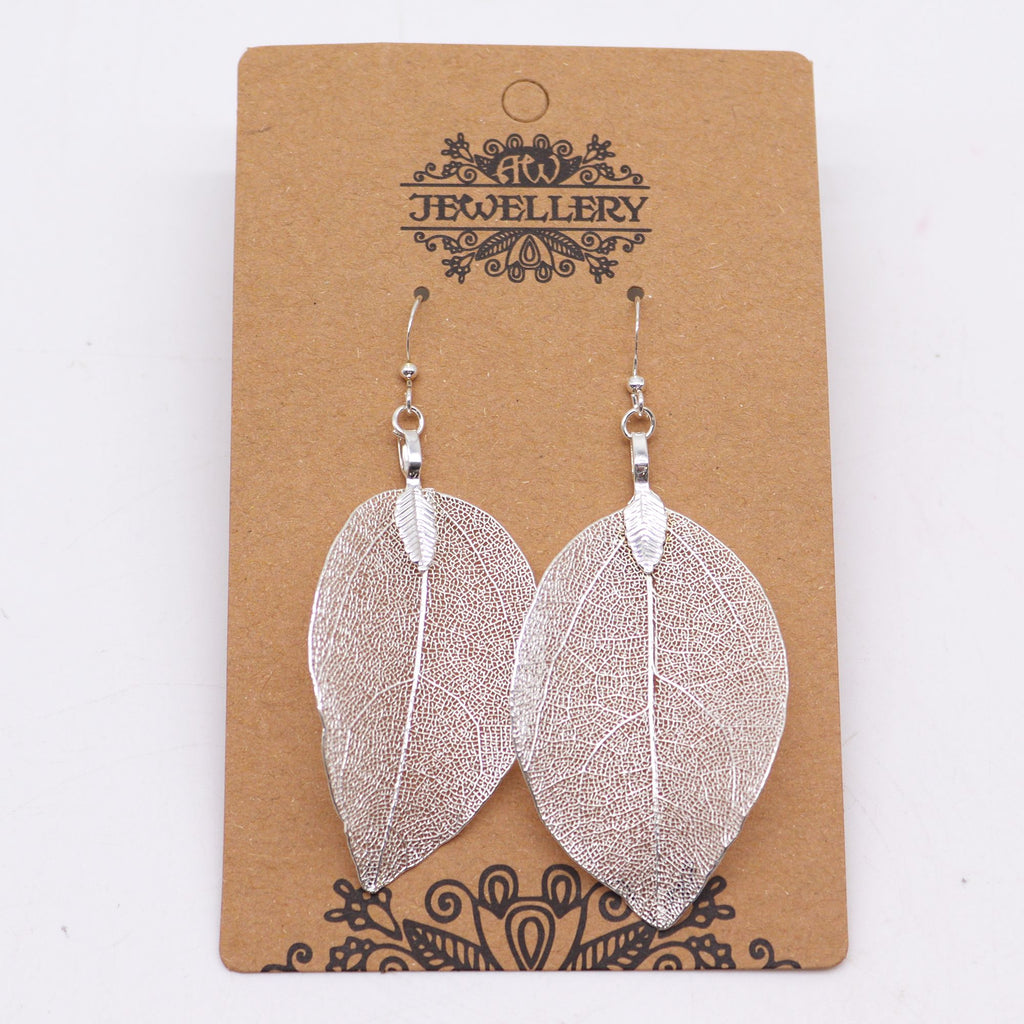Bravery Leaf Earrings Unique Silver Leaf Jewellery for Nature Lovers