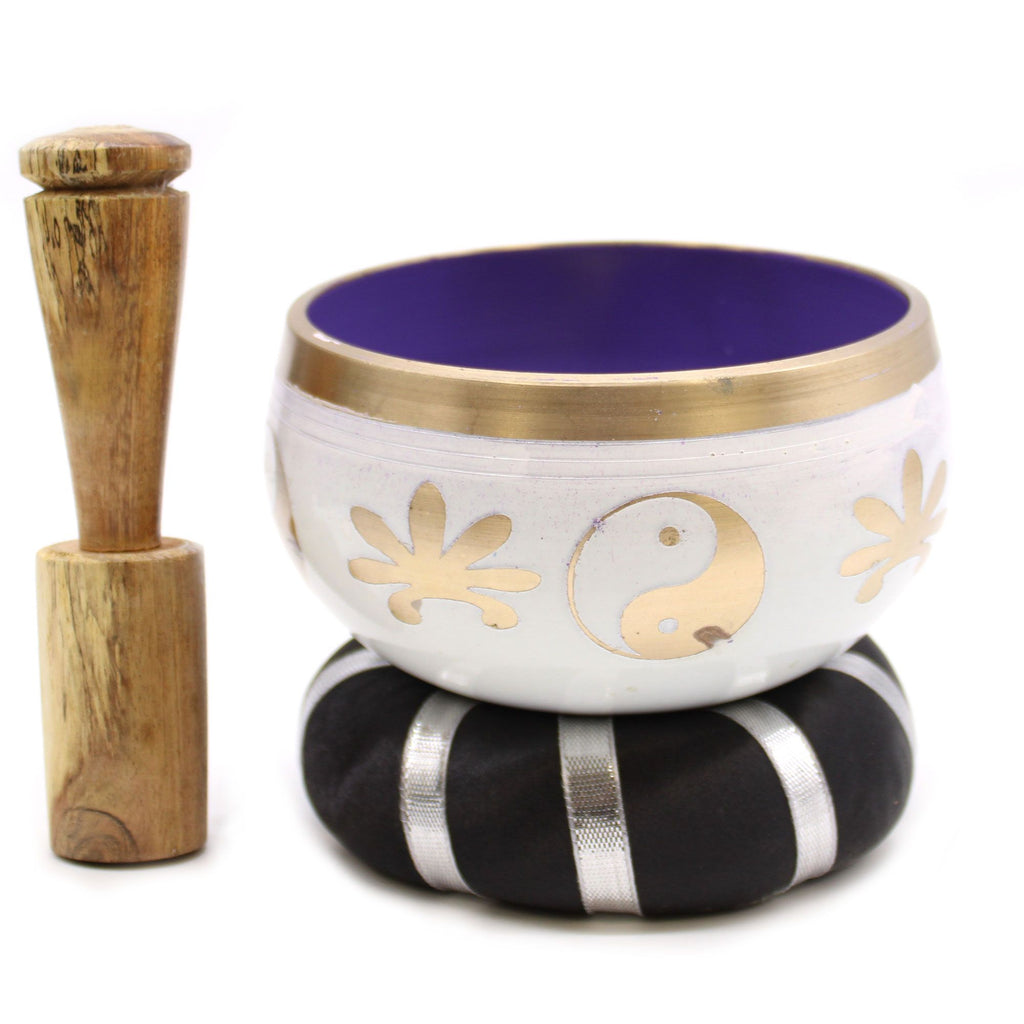 Yin & Yang Singing Bowl Set in White and Purple 10.7cm Size