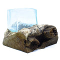 Molten Crackled Glass Tank on Wood for Unique Home Decor Piece