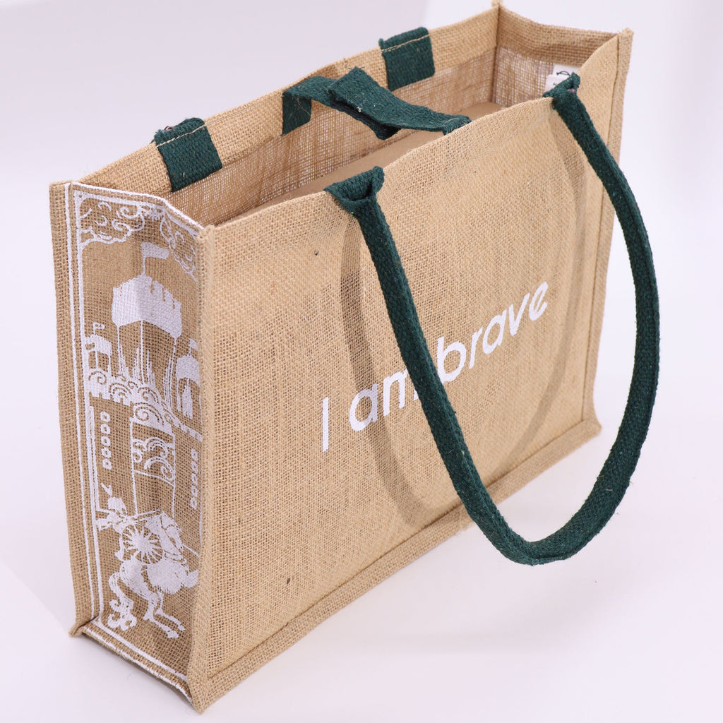 Hop Hare Jute Big Bag with Knight of Swords Design I am Brave