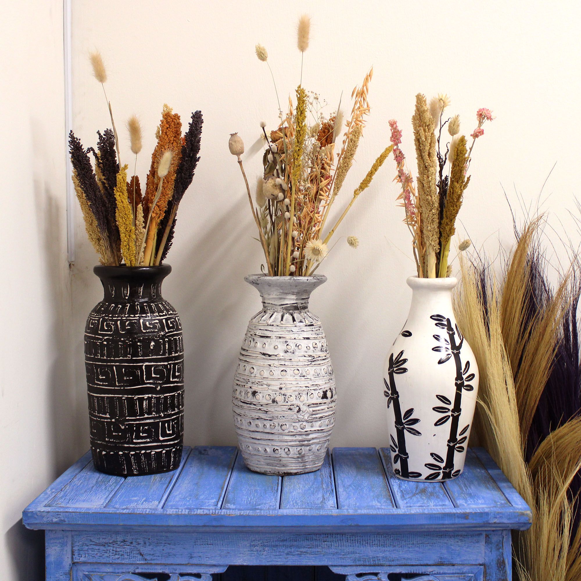 Bamboo Motif Shaped Vase Natural Decorative Home Accent for Style