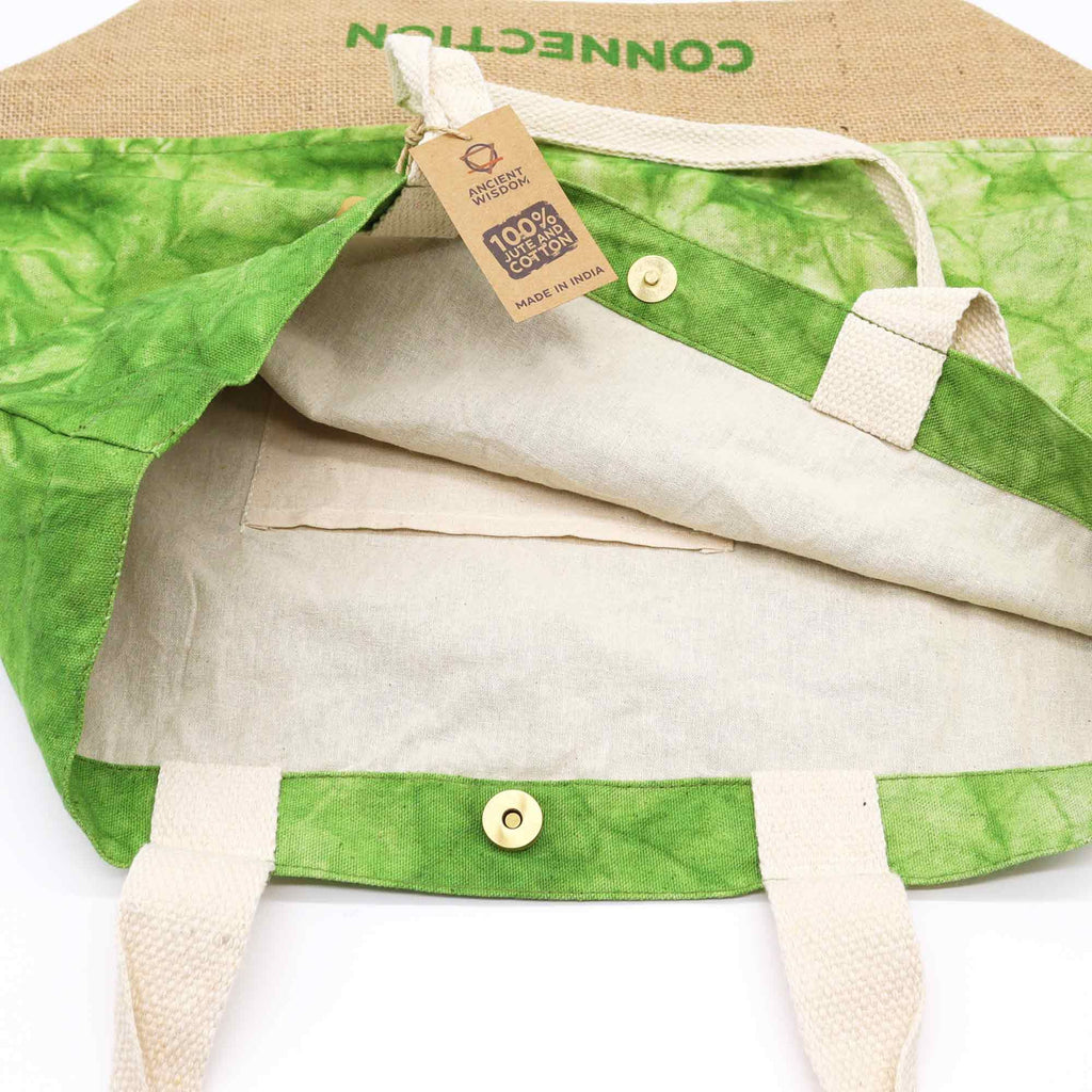 All Natural Bag in Green Stonewash Featuring Tree of Life Design
