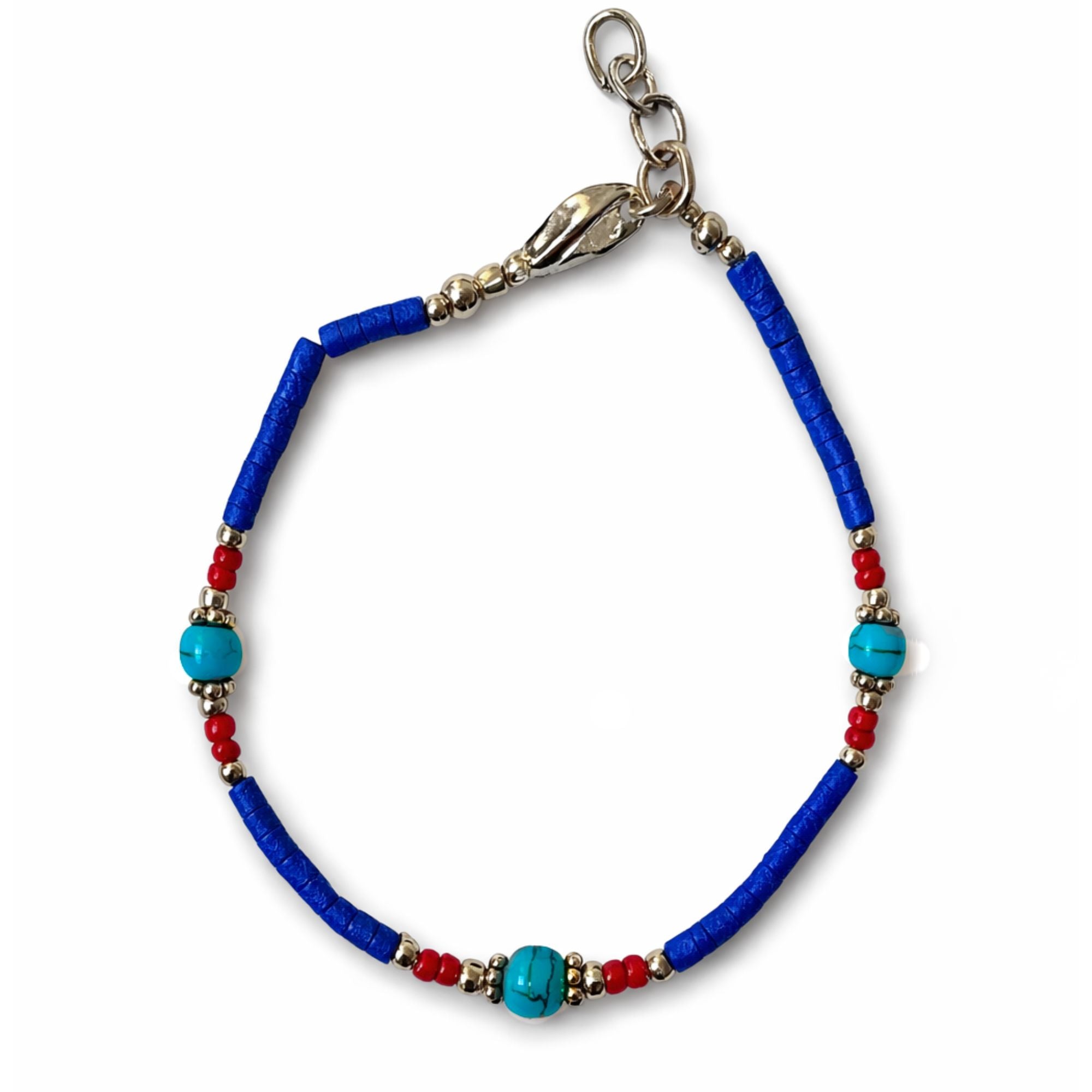 Nepalese Extra Fine Gem Bracelet with Striking Blue Onyx Stones