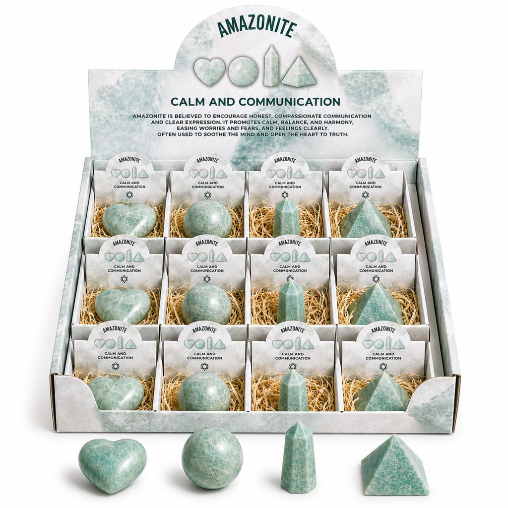 Four Gemstone Shapes Set of Amazonite for Home Decor Accents