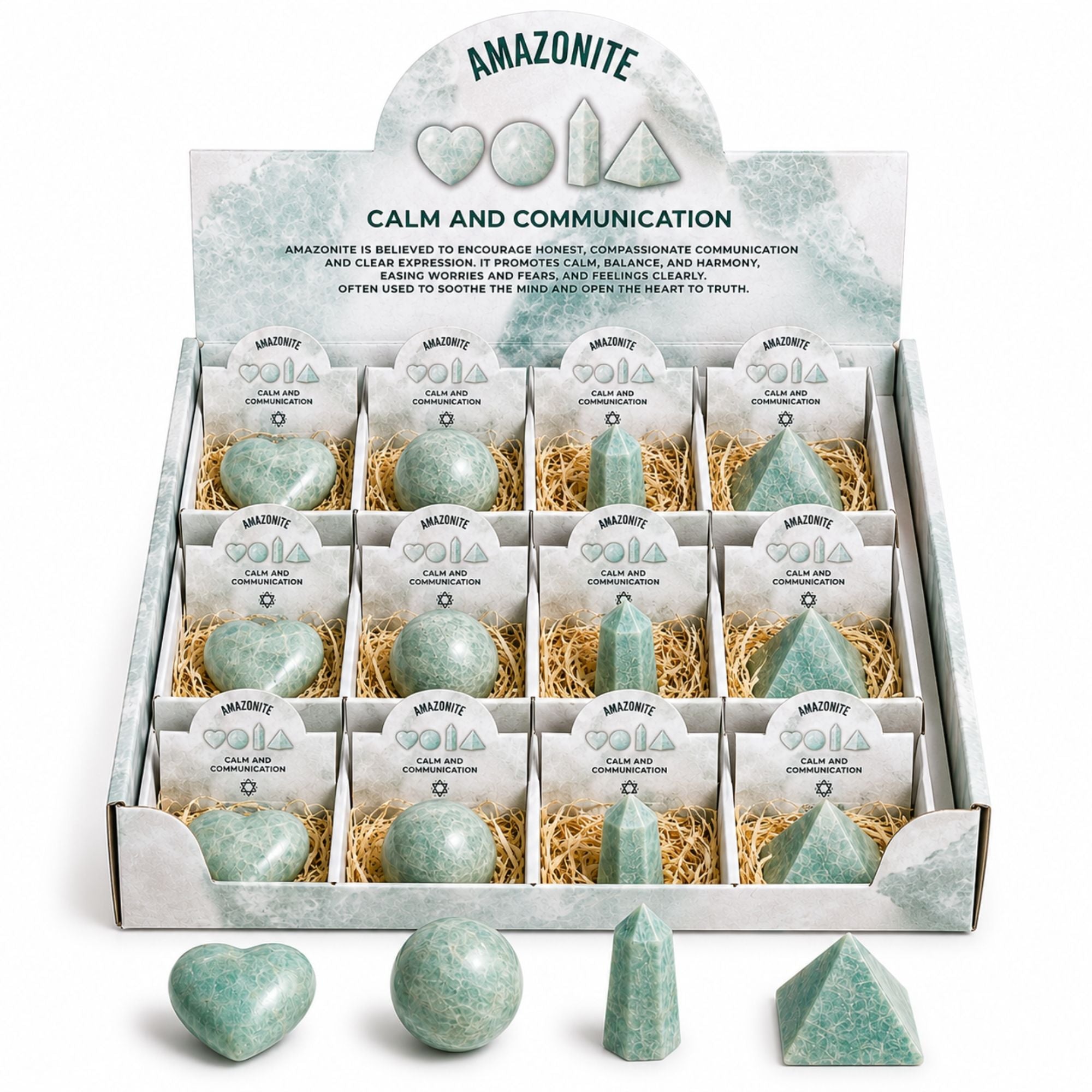Four Gemstone Shapes Set of Amazonite for Home Decor Accents