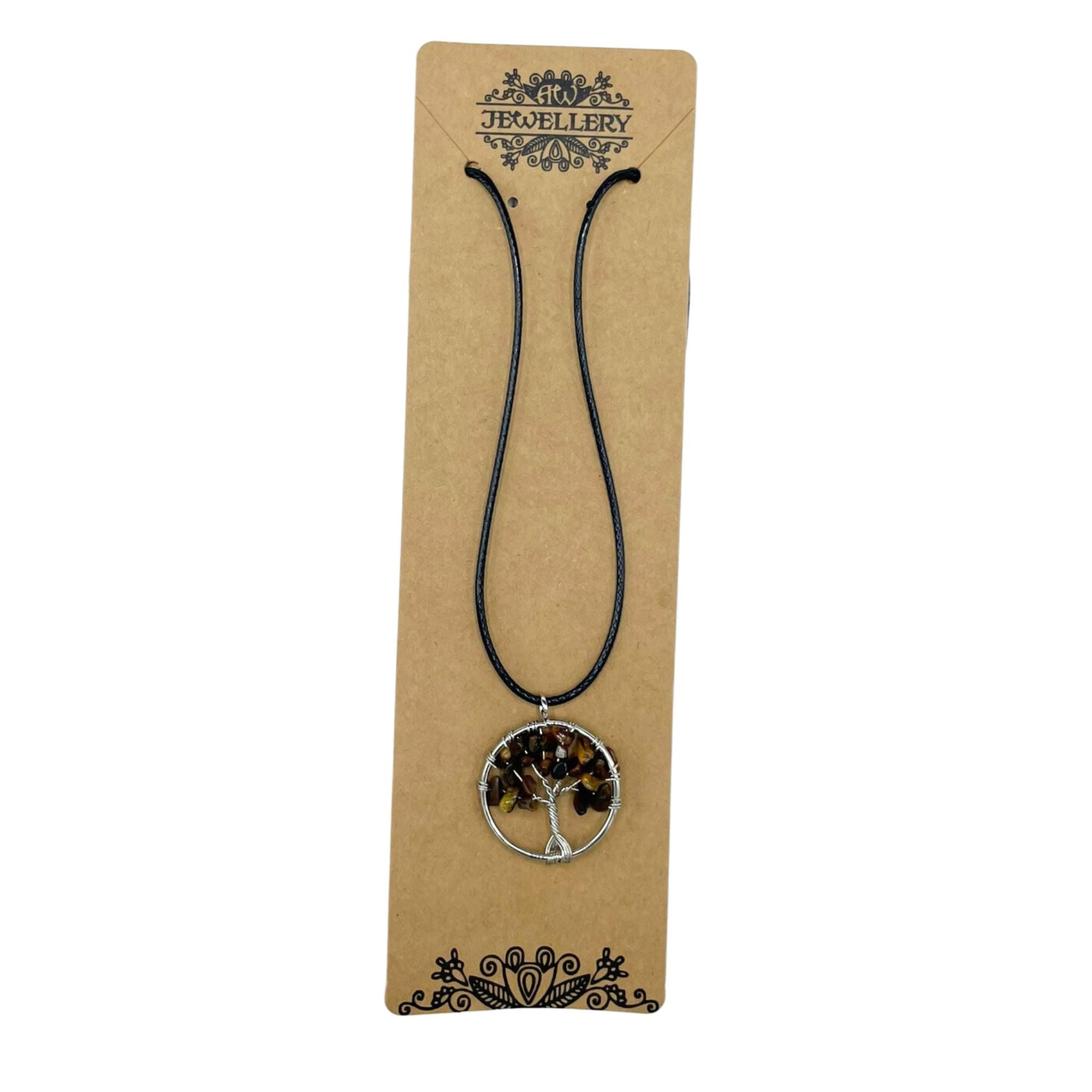 Tree of Life Pendant in Tiger Eye with Intricate Design Detail