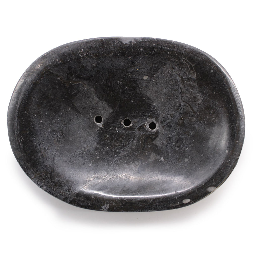 Classic Oval Black Marble Soap Dish for Stylish Bathroom Decor