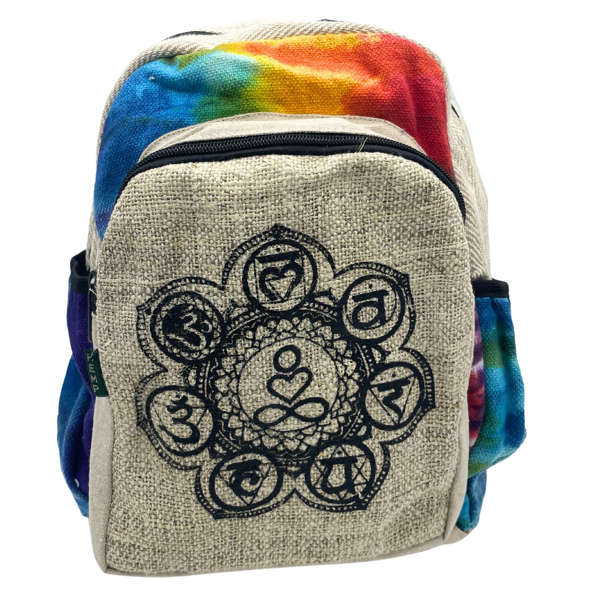 Tiedye Hemp Medium Backpack Featuring 7 Chakra Design