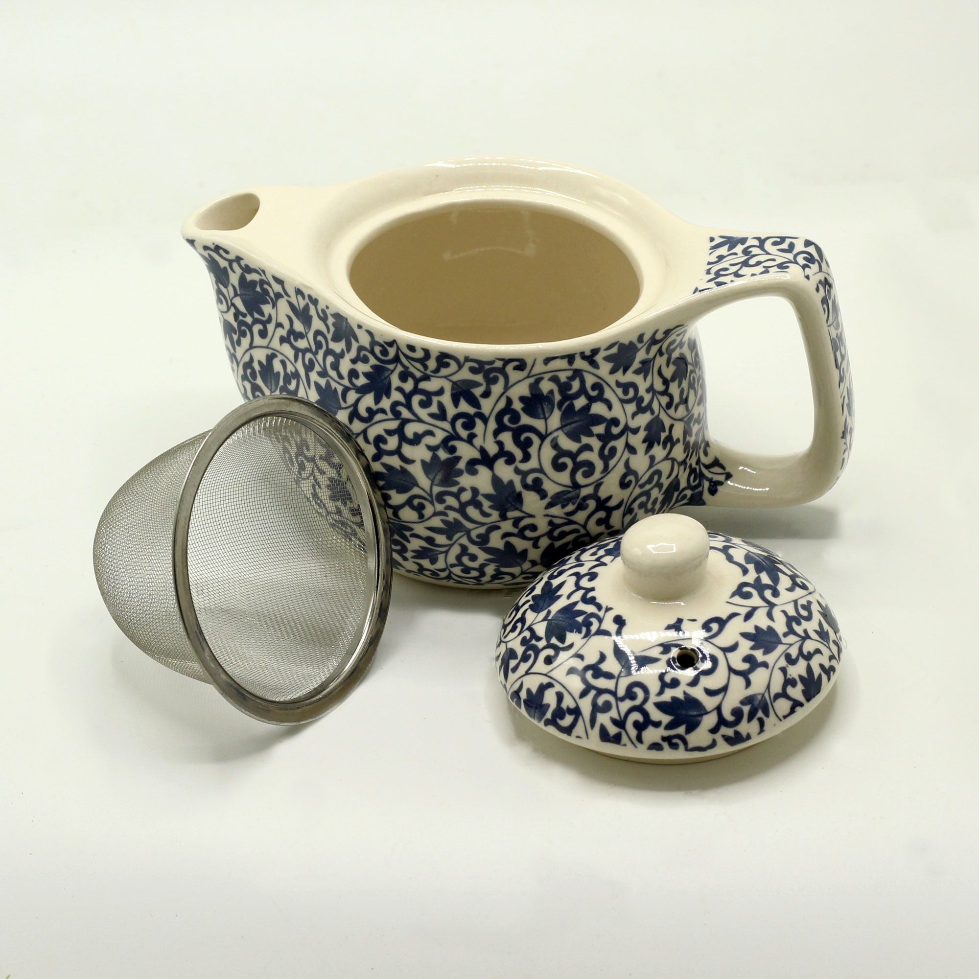 Small Blue Pattern Herbal Teapot for Individual Tea Moments