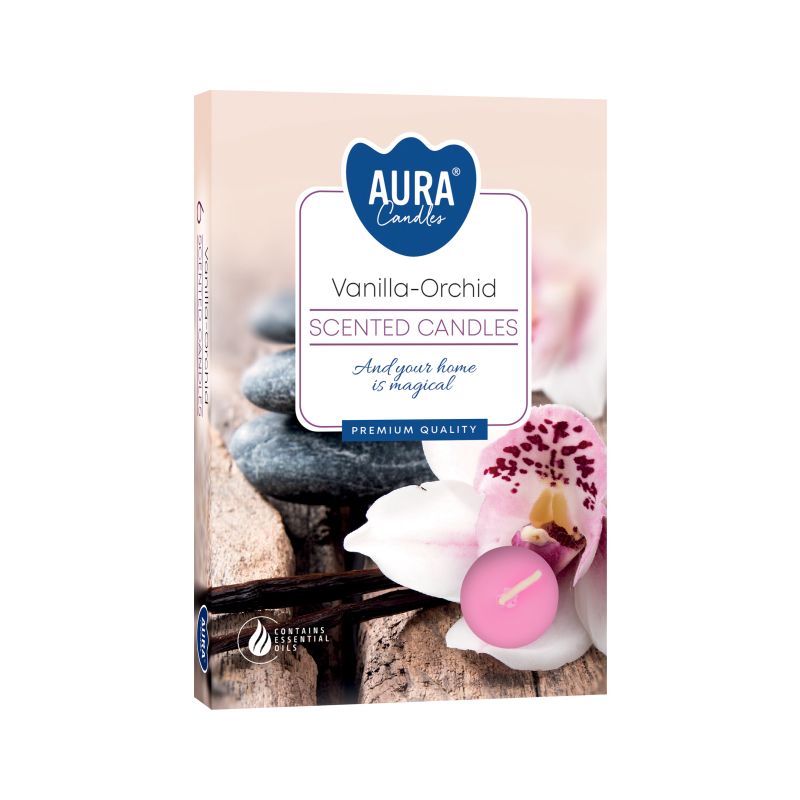 Set of 6 Scented Tealights with Vanilla and Orchid Aroma