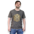 Nomad Sari Stonewashed Cotton T Shirt with Hamsa in Dark Grey