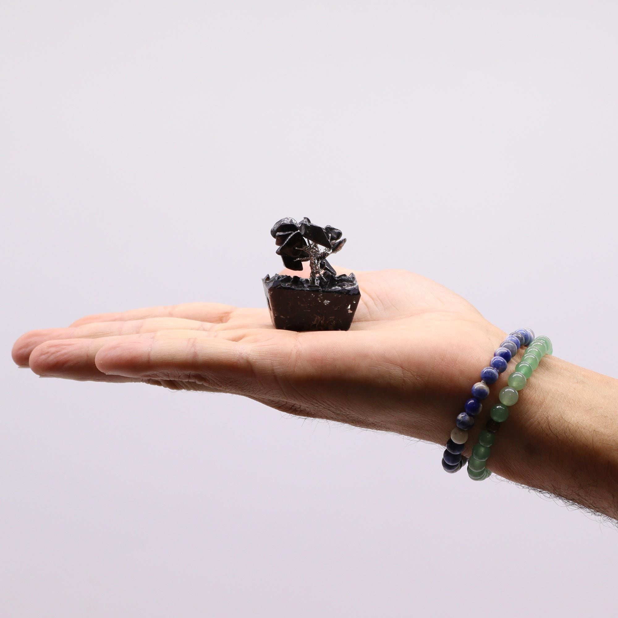 Mini Gemstone Tree on Orgonite Base with Black Agate 15 Stones