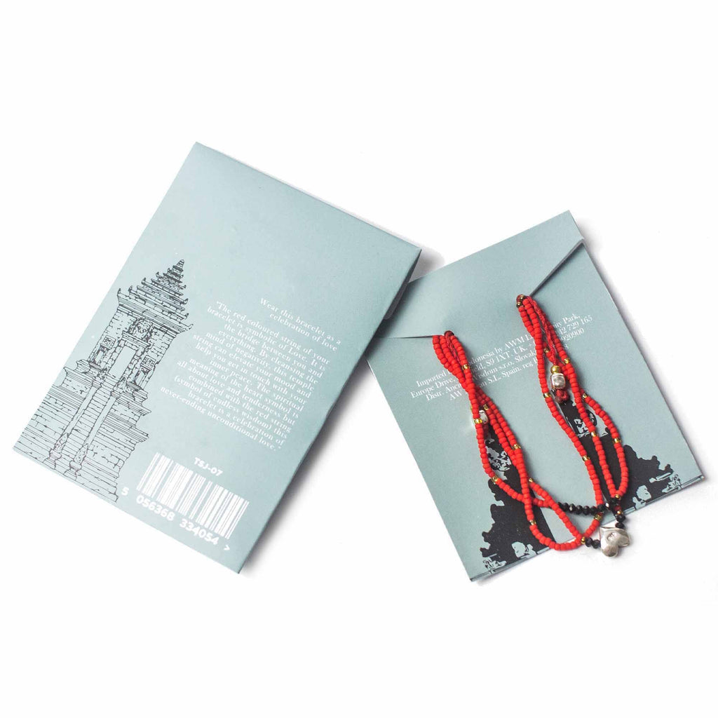 Temple String Bracelet Unconditional Love with Silver Heart Design