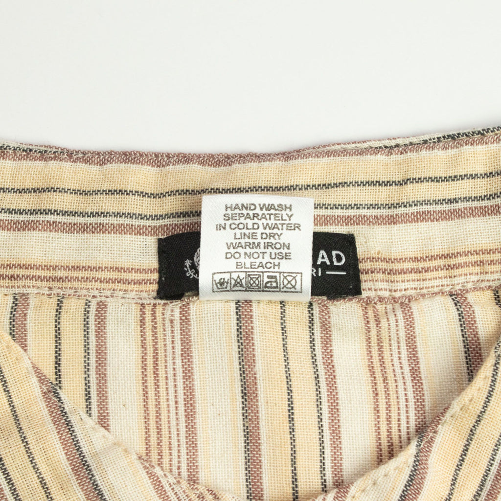 Nomad Sari Grandad Shirt in Brown Beige with Classic Stripes