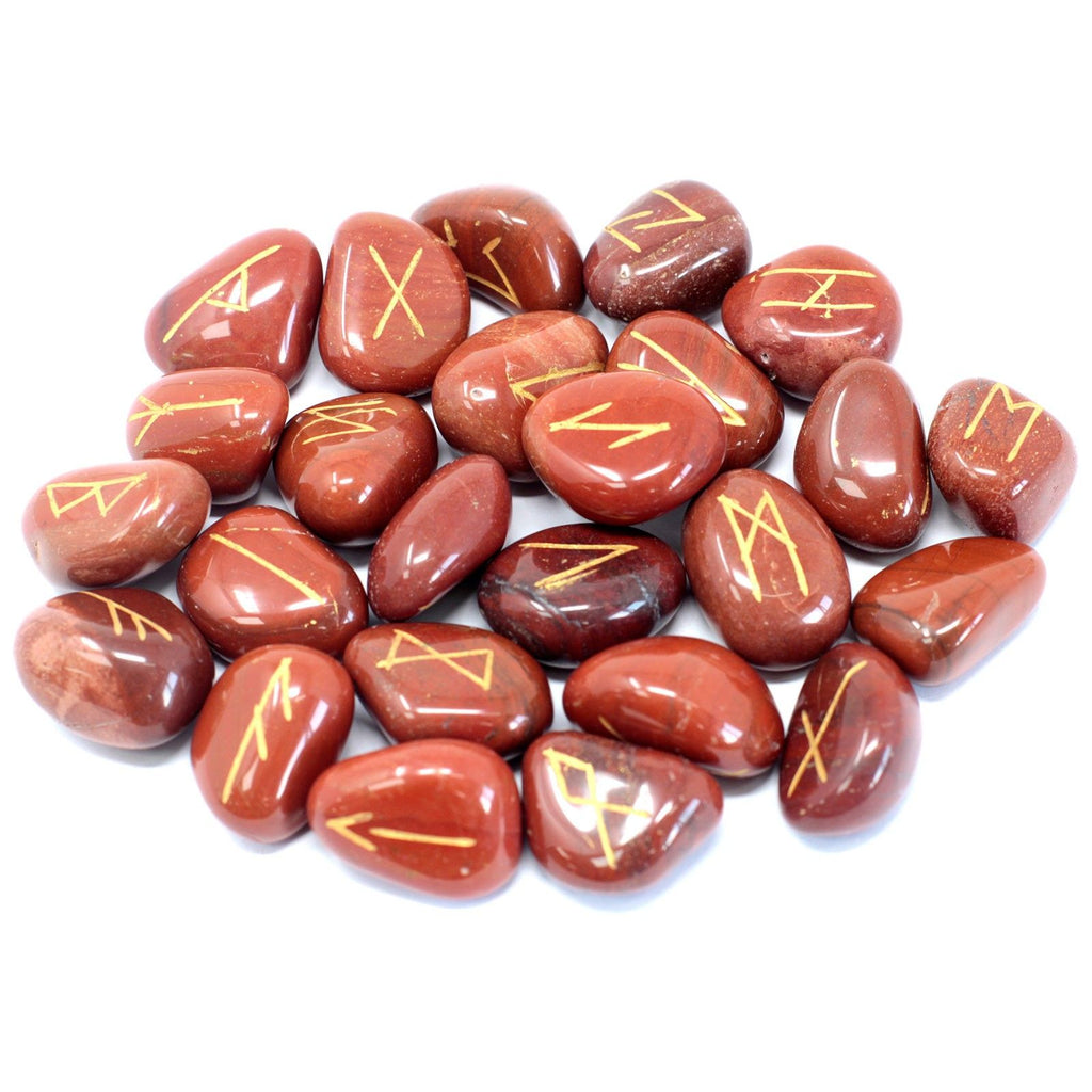 Runes Stone Set in Pouch Red Jasper for Mystical Insights