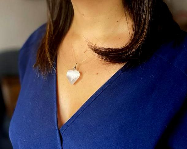 Selenite Heart Pendant for Unique Style and Elegant Fashion Accessory
