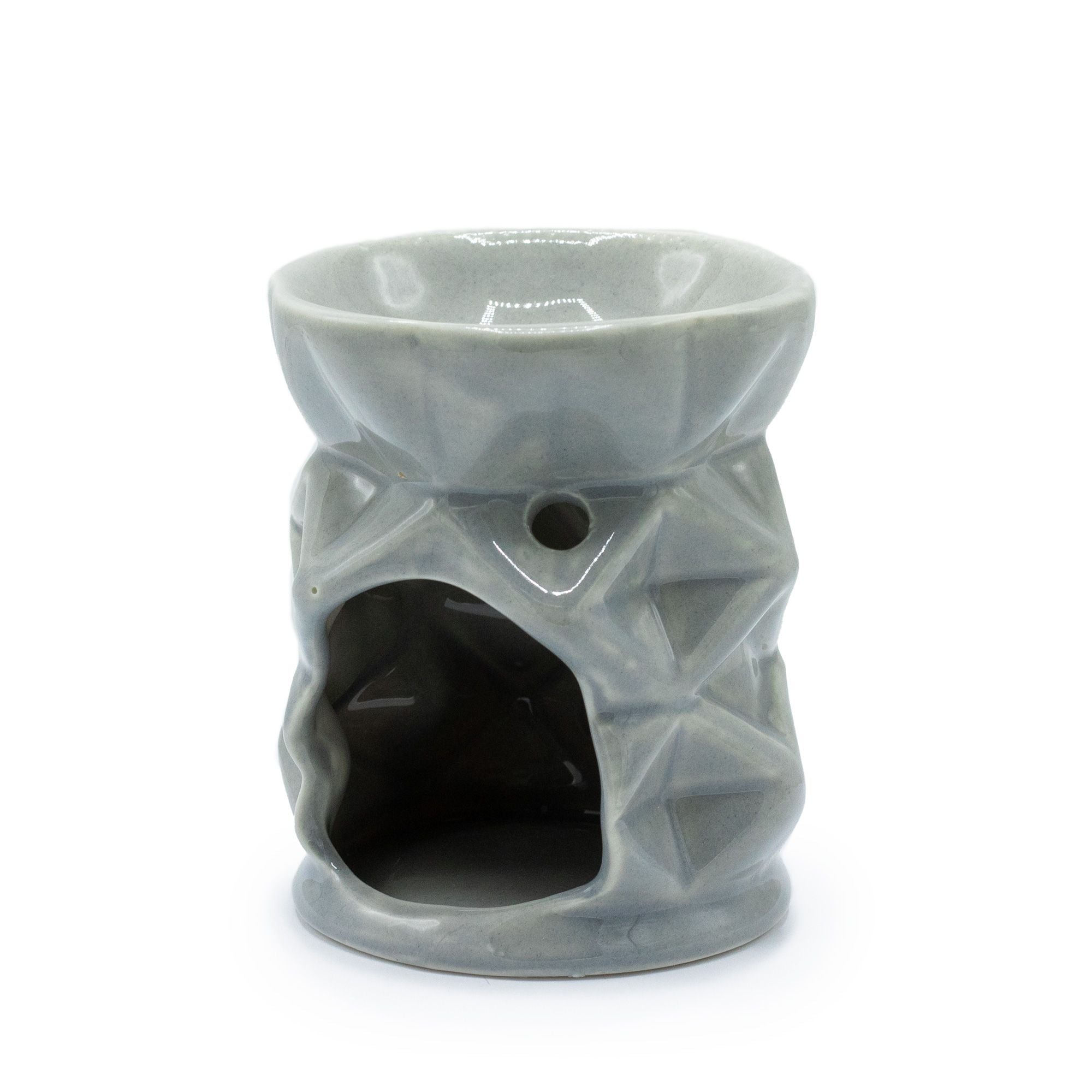 Geometric Grey Oil Burner for Aromatic Home Fragrance Enhancement