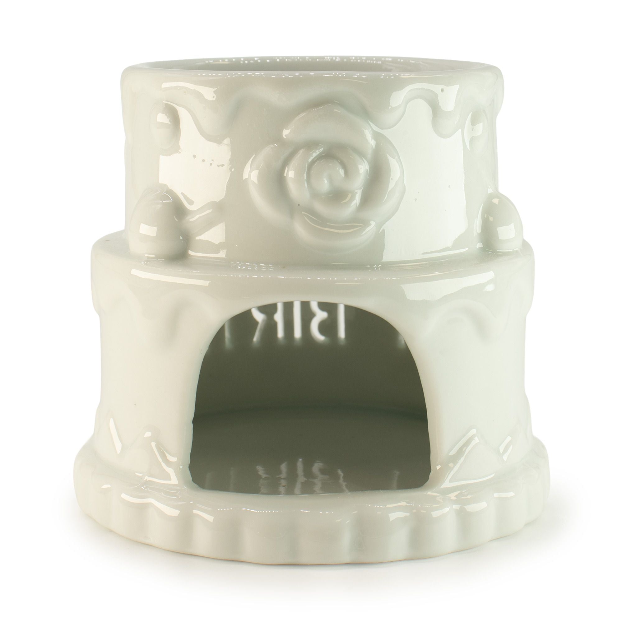 Ceramic Cake Oil Burner Happy Birthday White Decorative Piece