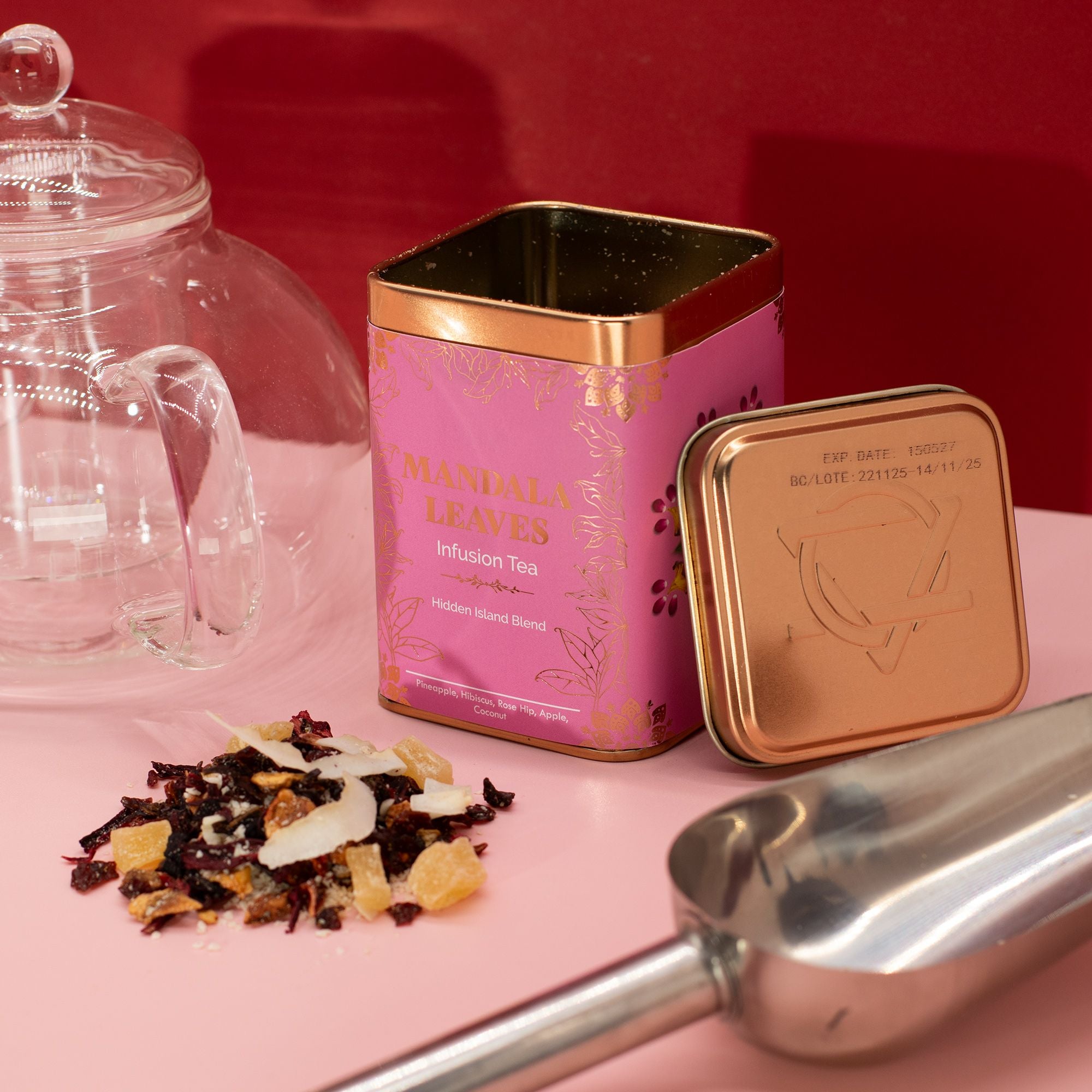 50g Hidden Islands Blend Tropical Fruit Infusion Tea in a Beautiful Tin