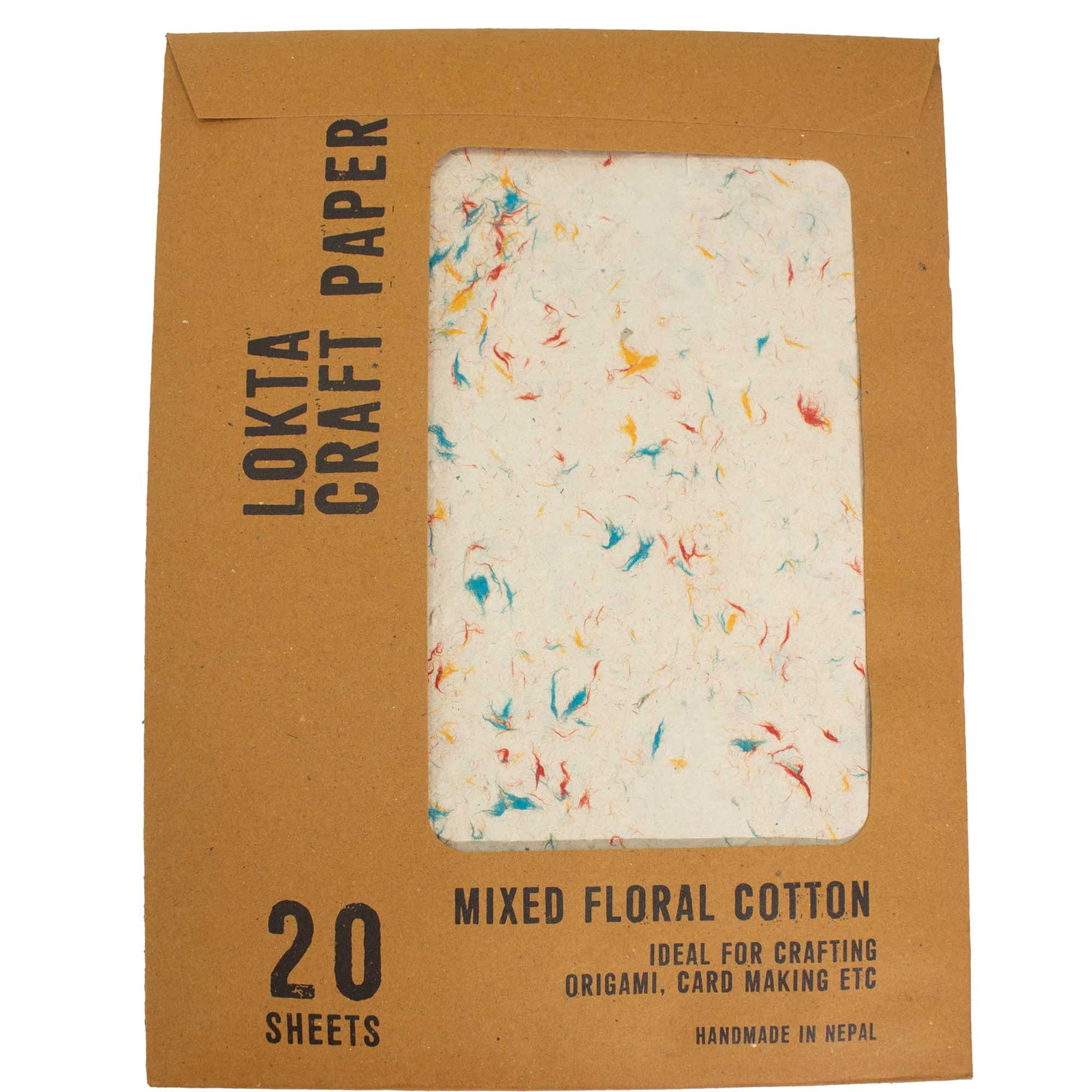 A4 Lokta Craft Paper 20 Sheet Pack with Floral Cotton Design