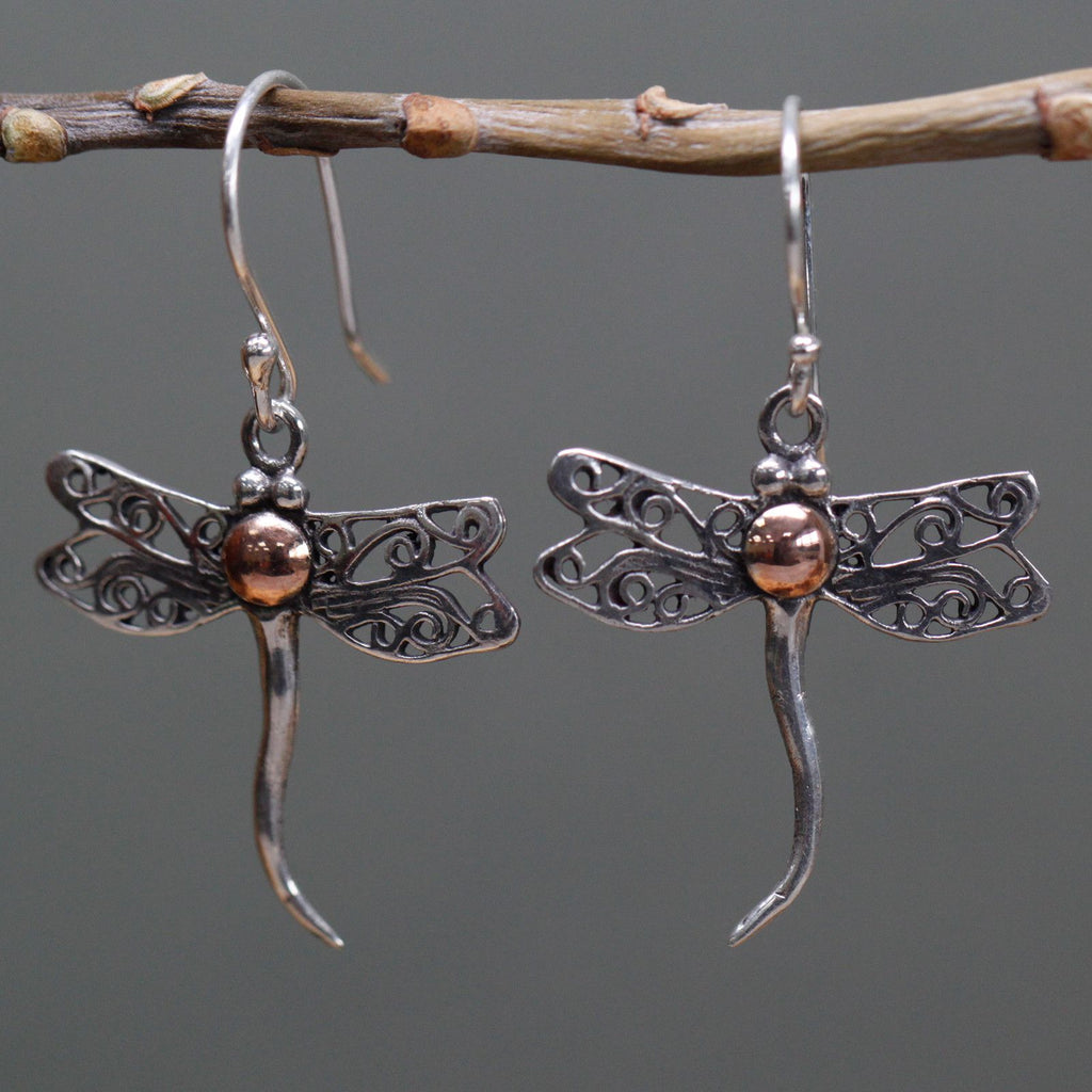 Stunning Silver & Gold Dragonflies Earrings for Unique Style Appeal