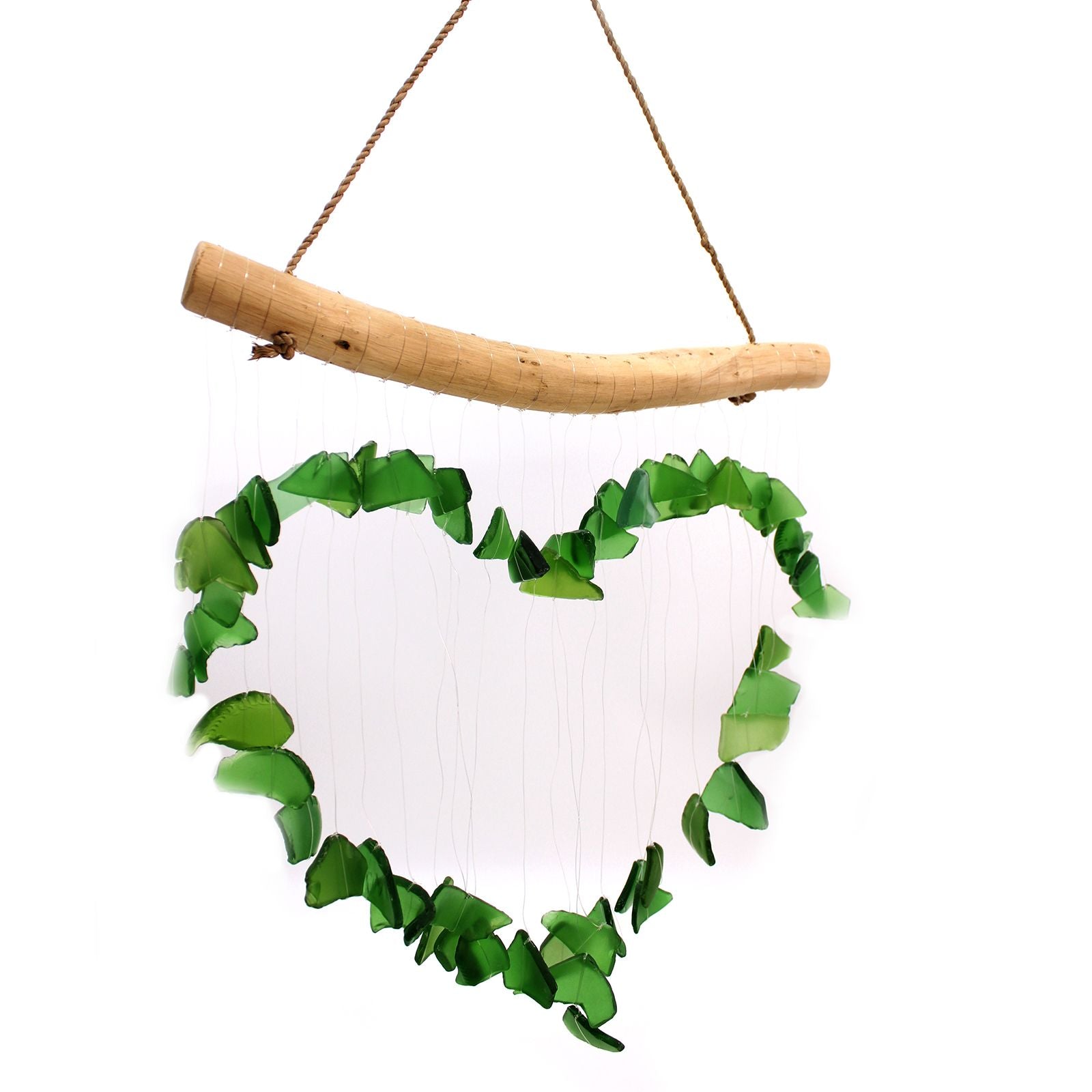 Love Chime Green Recycled Glass Wind Chimes for Outdoor Decor