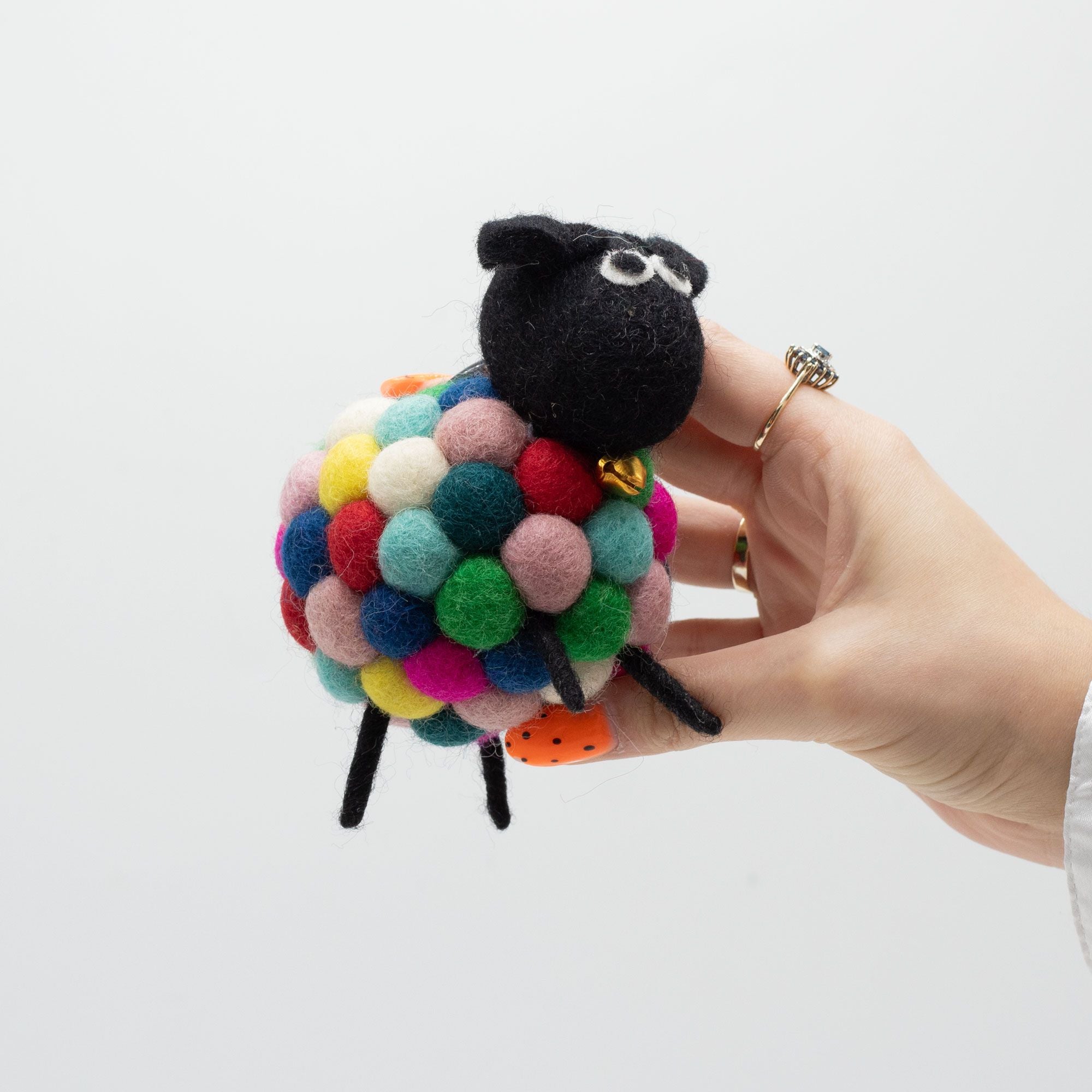 Little Felt Sheep in Vibrant Multi Colours for Home Decor