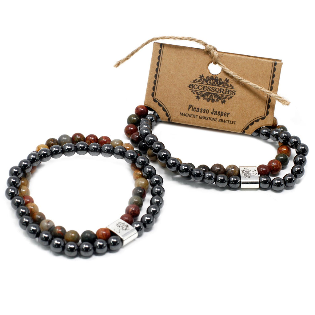 Magnetic Gemstone Bracelet Picasso Jasper for Versatile Style