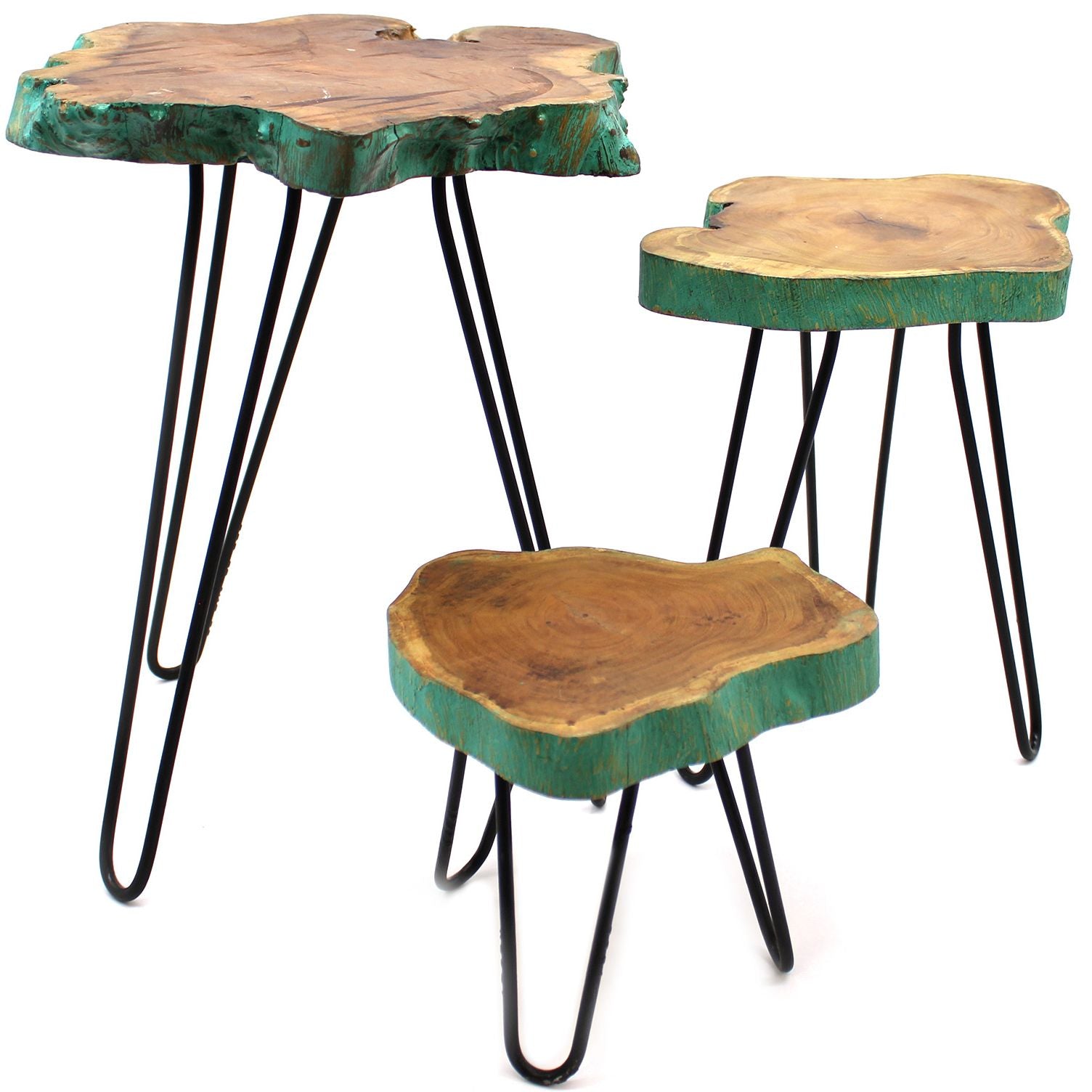 Set of 3 Greenwash Gamal Wooden Plant Stands for Home Decor