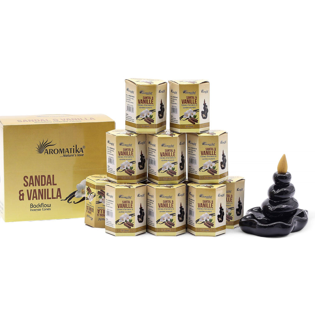 Pack of 10 Masala Backflow Incense Cones Sandalwood & Vanilla
