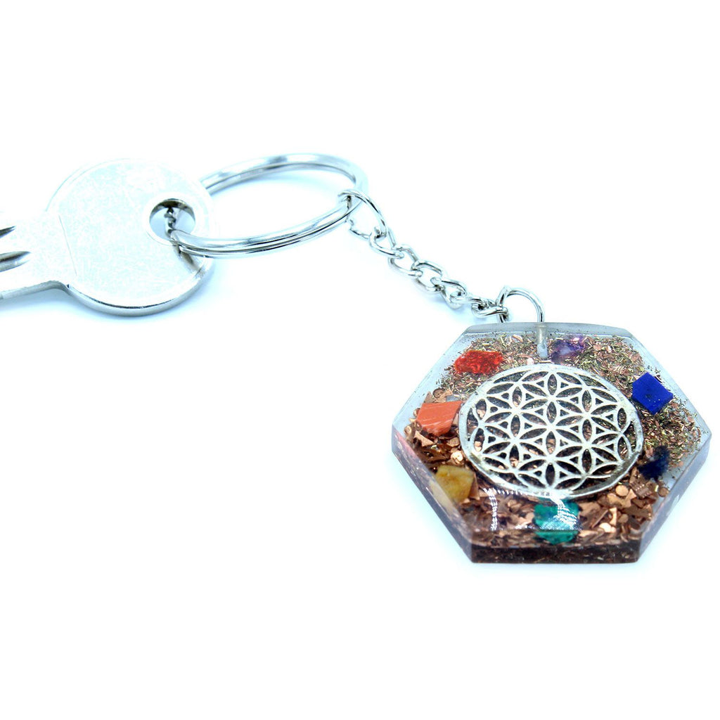 Orgonite Power Keyring with Octagon Flower of Life Design