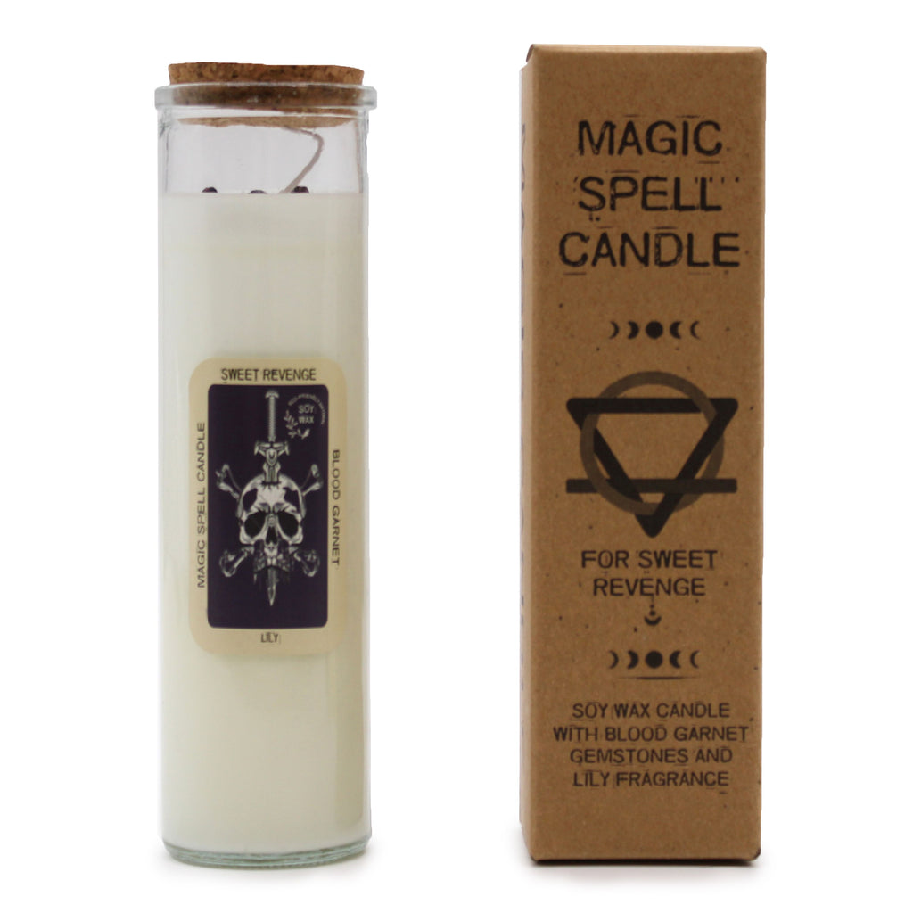Magic Spell Candle Sweet Revenge with Blood Garnet and Lily Scent