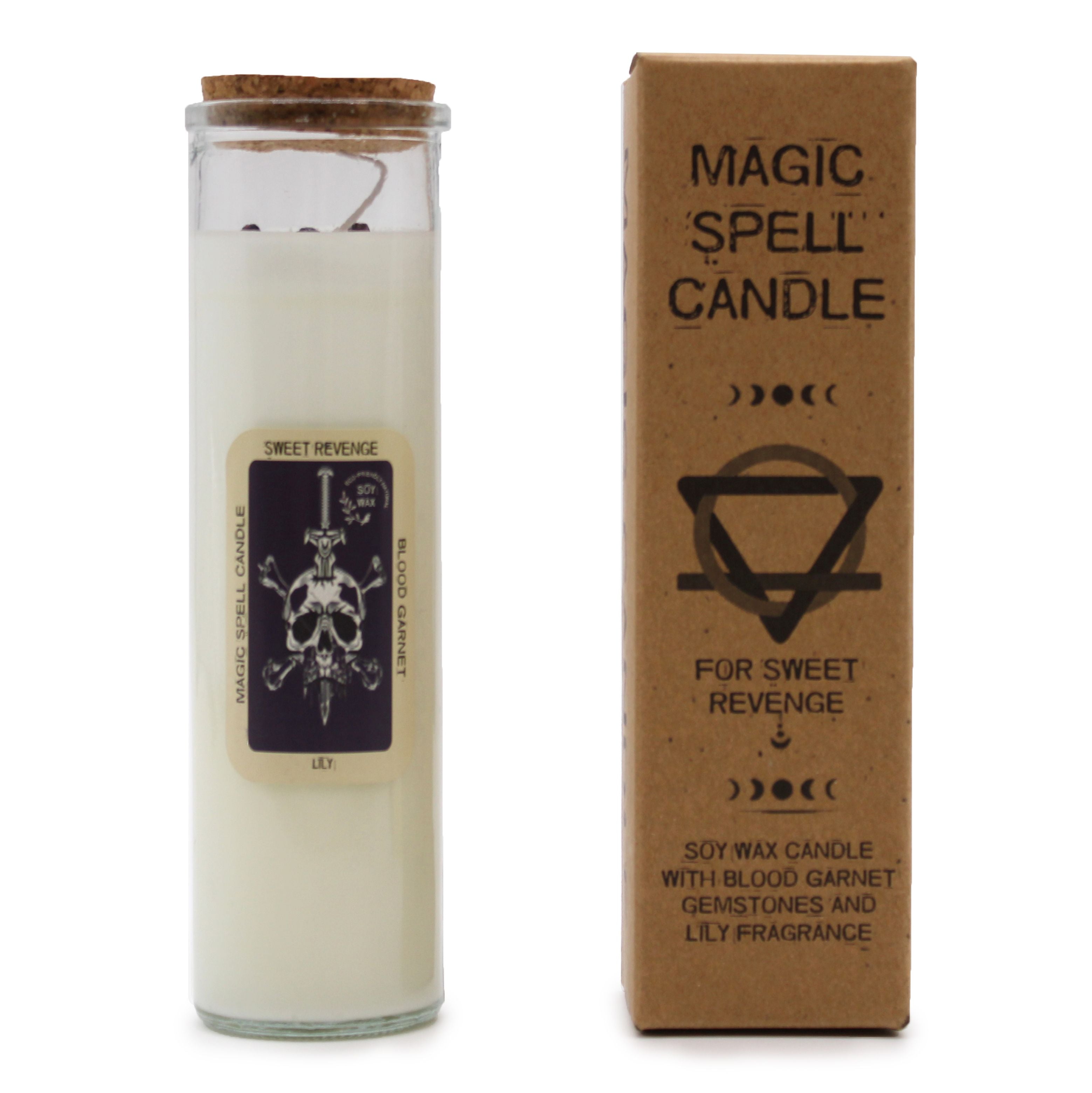 Magic Spell Candle Sweet Revenge with Blood Garnet and Lily Scent