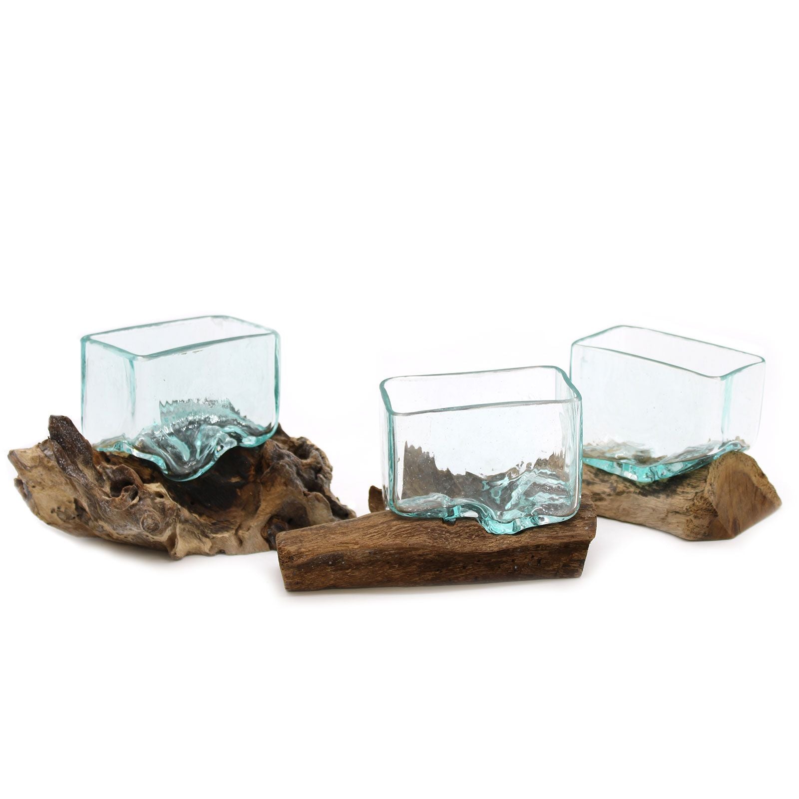Molten Glass Tank on Wood with Stand Small Bowl for Display