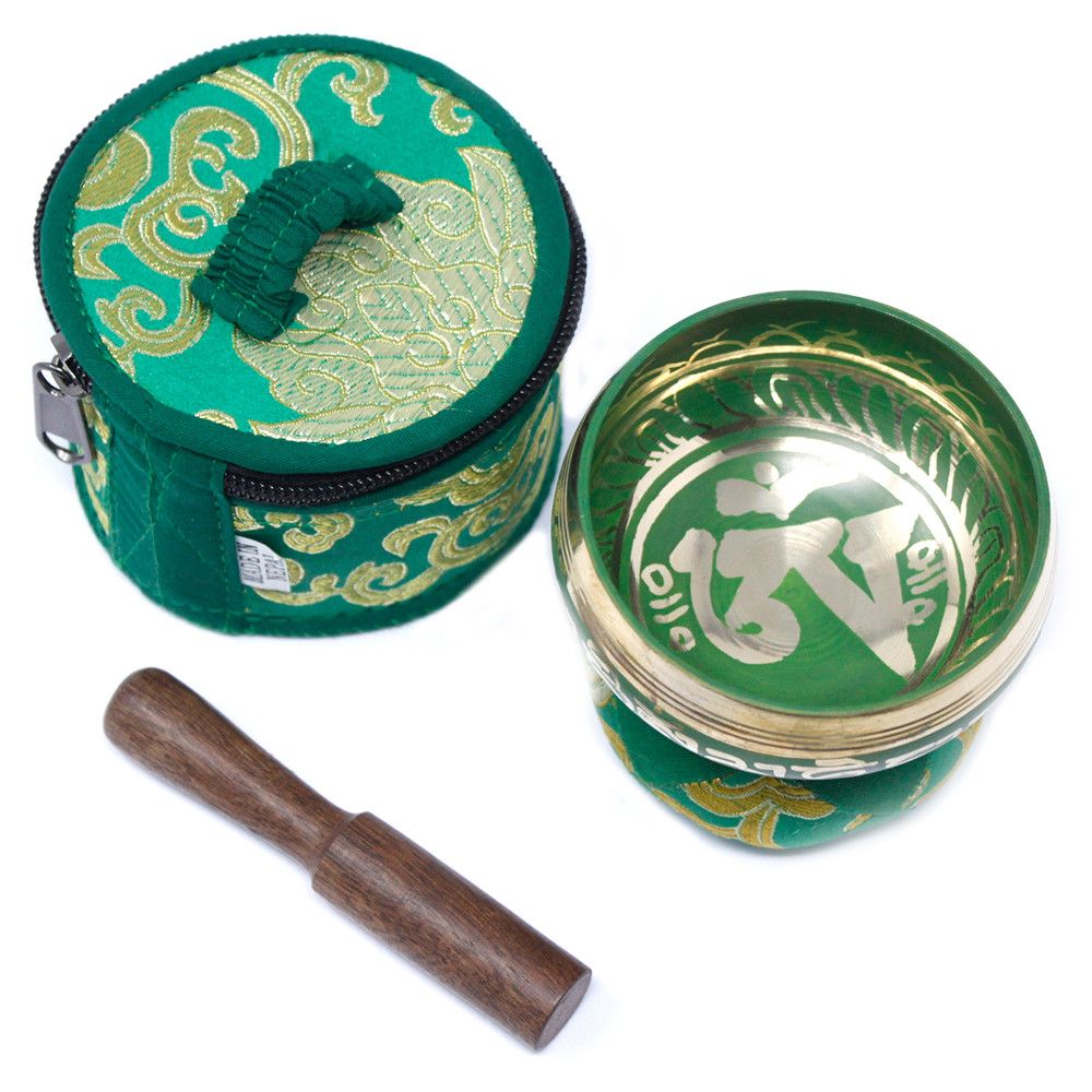 Mini Singing Bowl Gift Set Green with Cushion and Stick Included