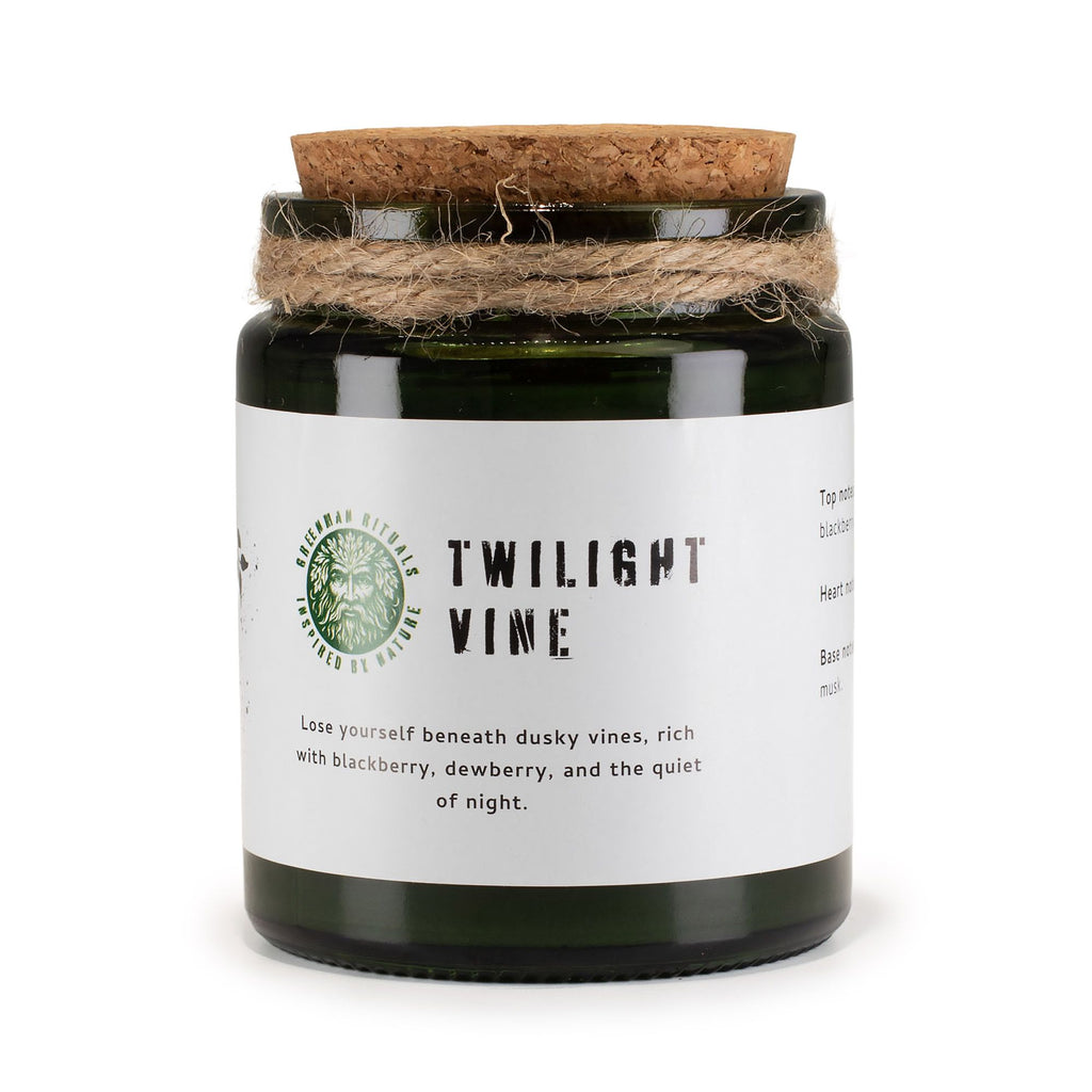 Greenman Woodwick Soy Candle Twilight Vine in Green Glass Jar