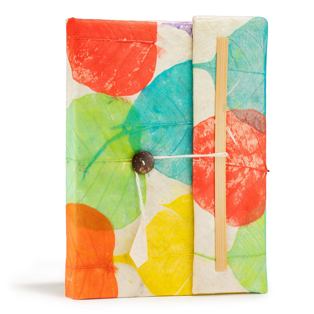Lokta Colorful Leafs Notebook Large 21x15cm for Creative Use