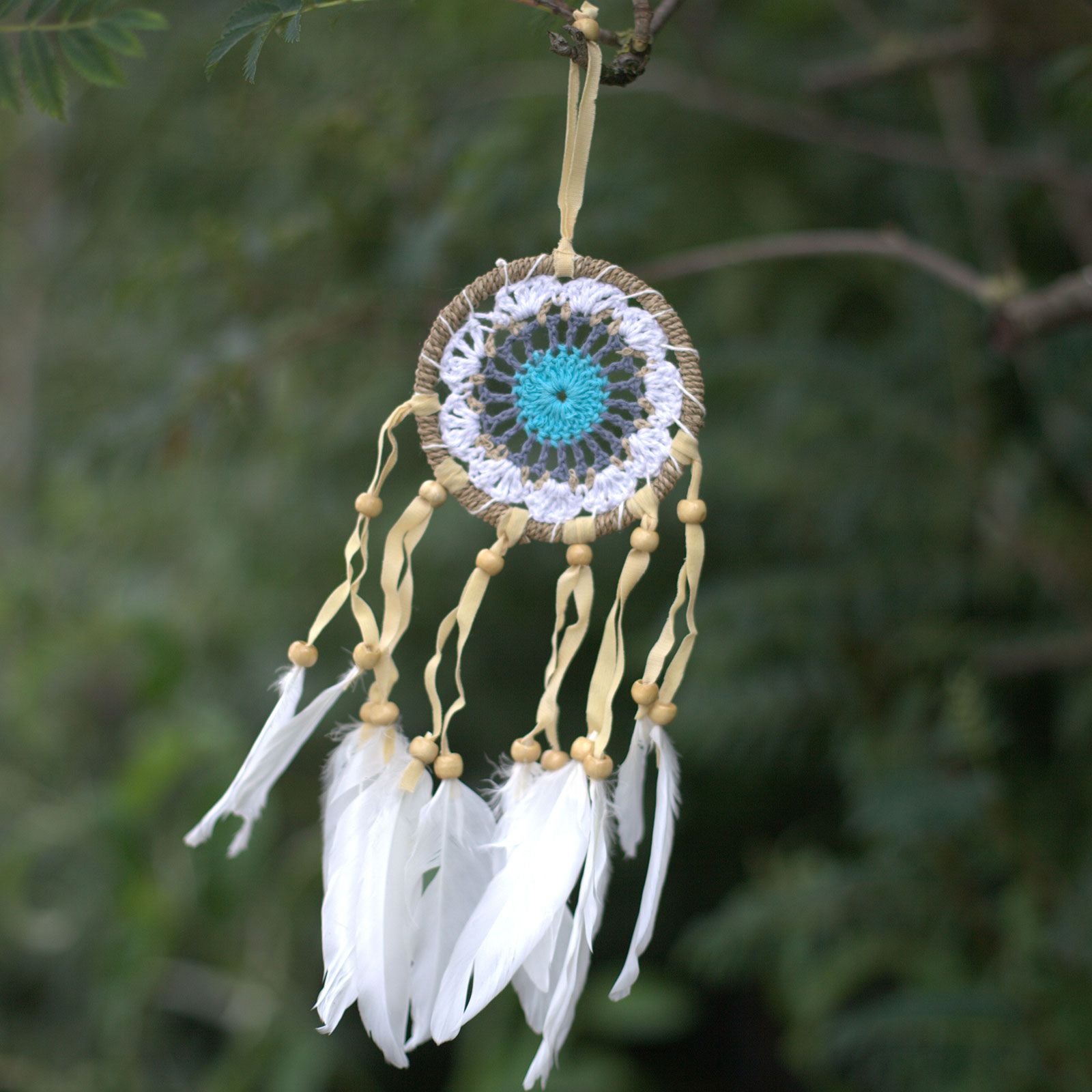 Pastel Blue Macramé Dream Catcher 9cm for Children's Rooms