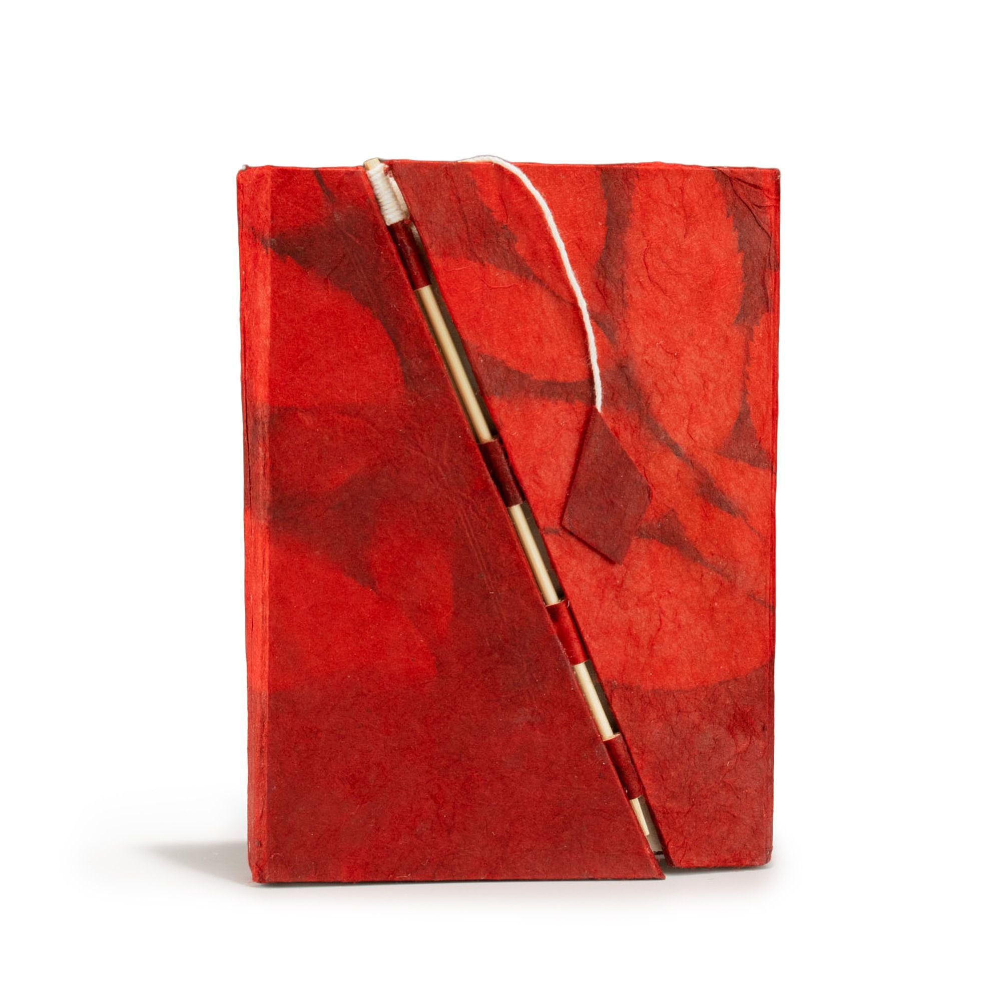 Lokta Bold Floral Bamboo Lock Notebook in Ruby Medium Size
