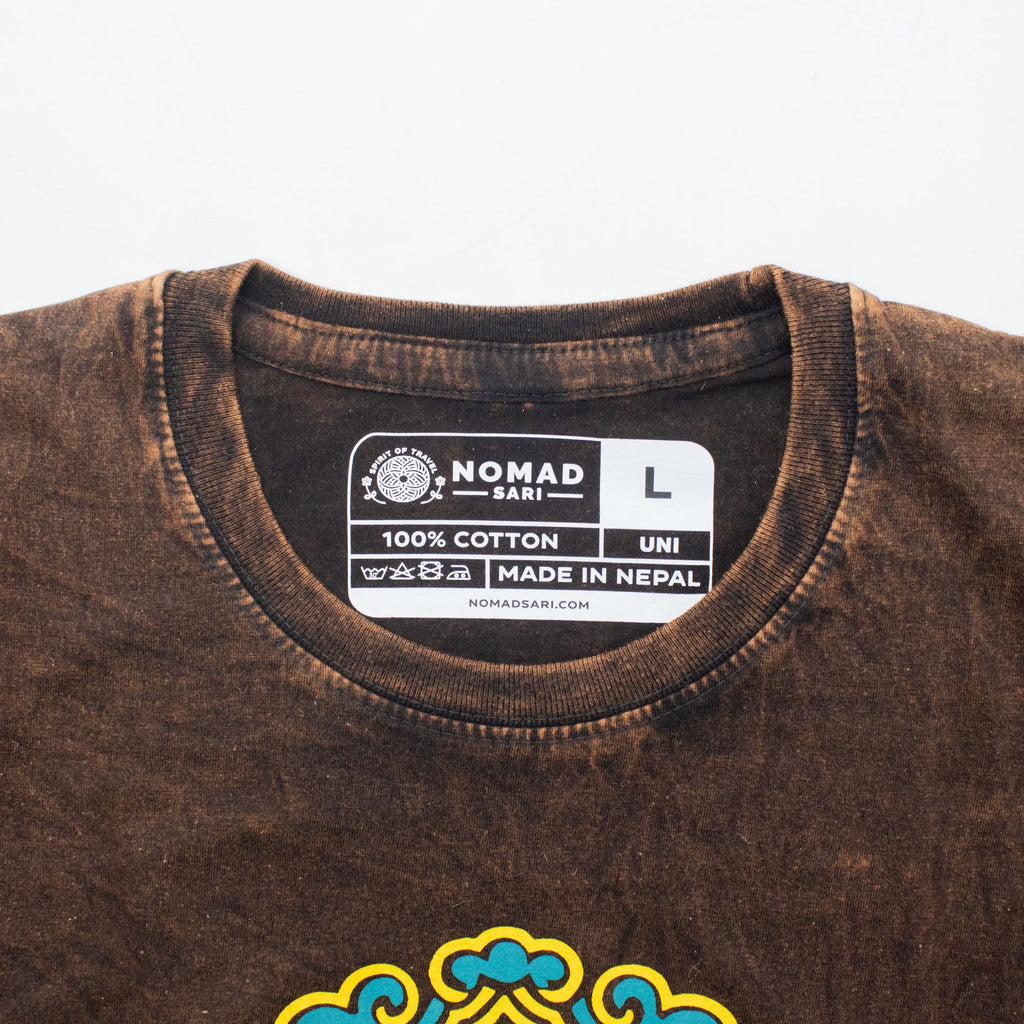 Nomad Sari Stonewashed Cotton T Shirt with Sun Zodiac Design