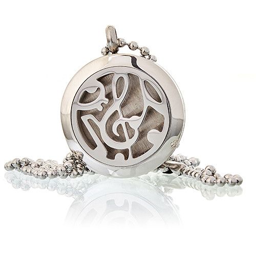 Aromatherapy Diffuser Necklace Music Notes Design 25mm Pendant