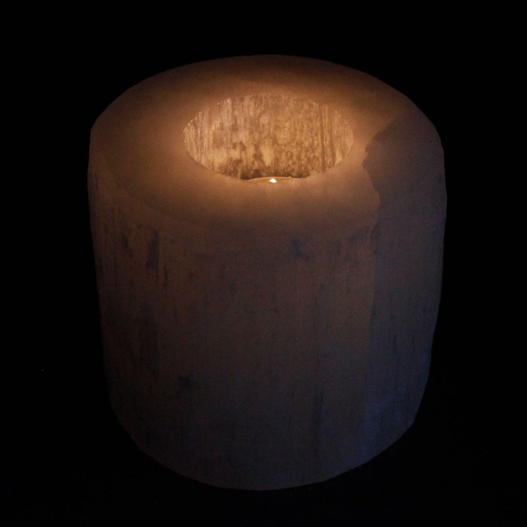 Selenite Cylinder Candle Holder 8 cm for Stunning Home Decor