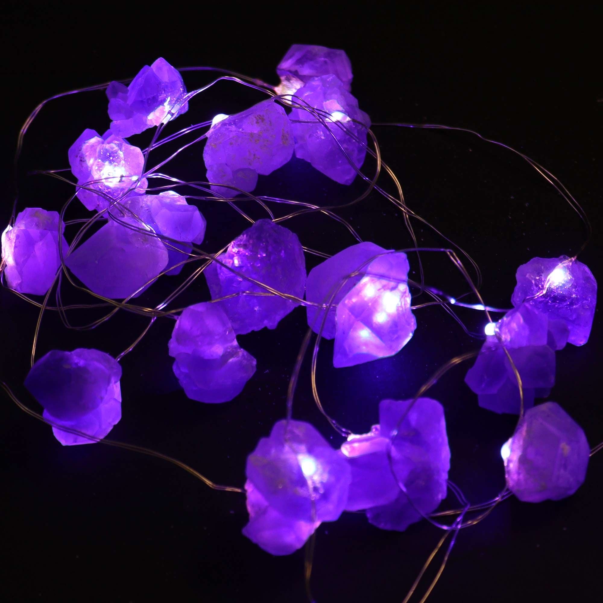 Gemstone Enchantment Lights with Amethyst Crystal Design