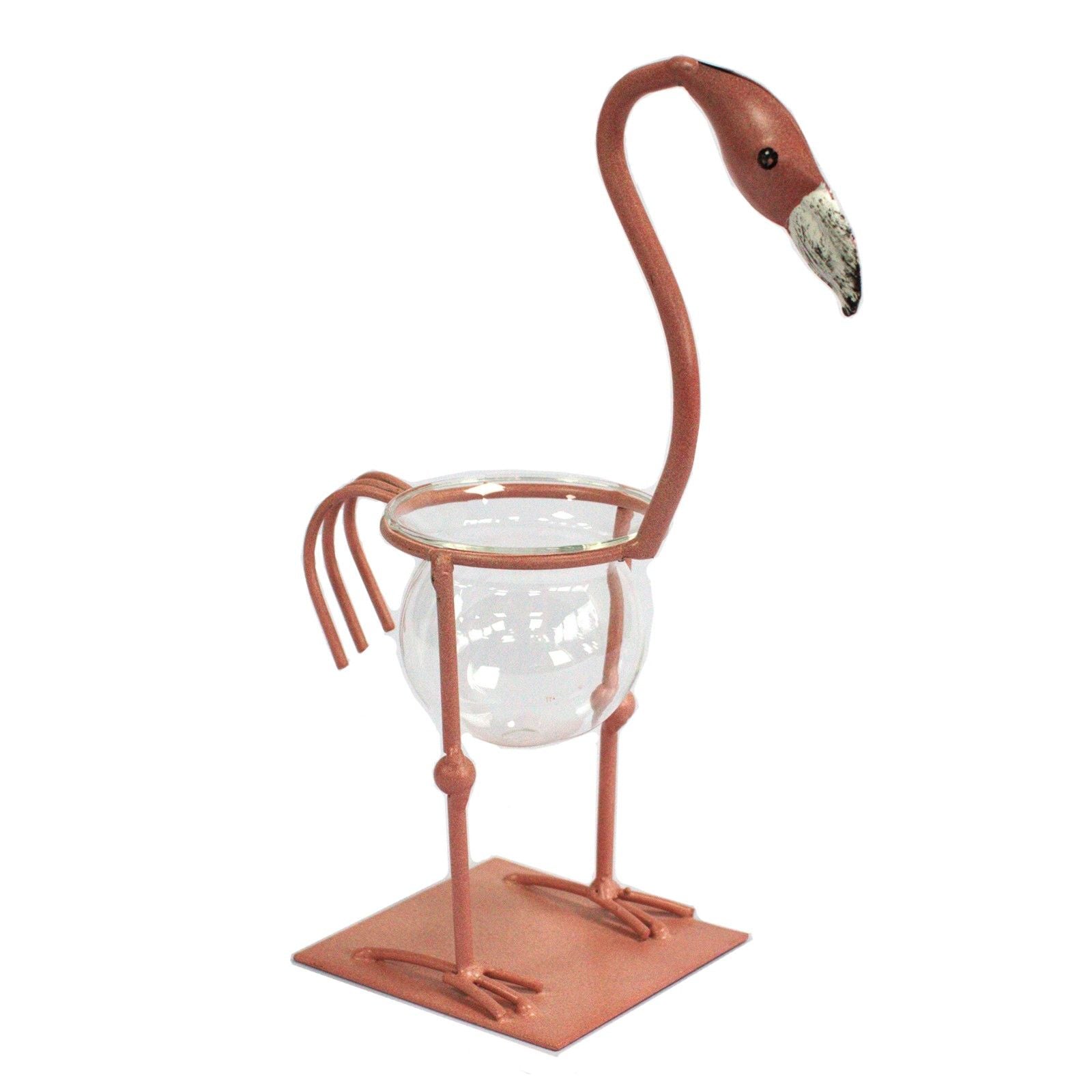 Hydroponic Home Décor with Pink Metal Flamingo Design 2