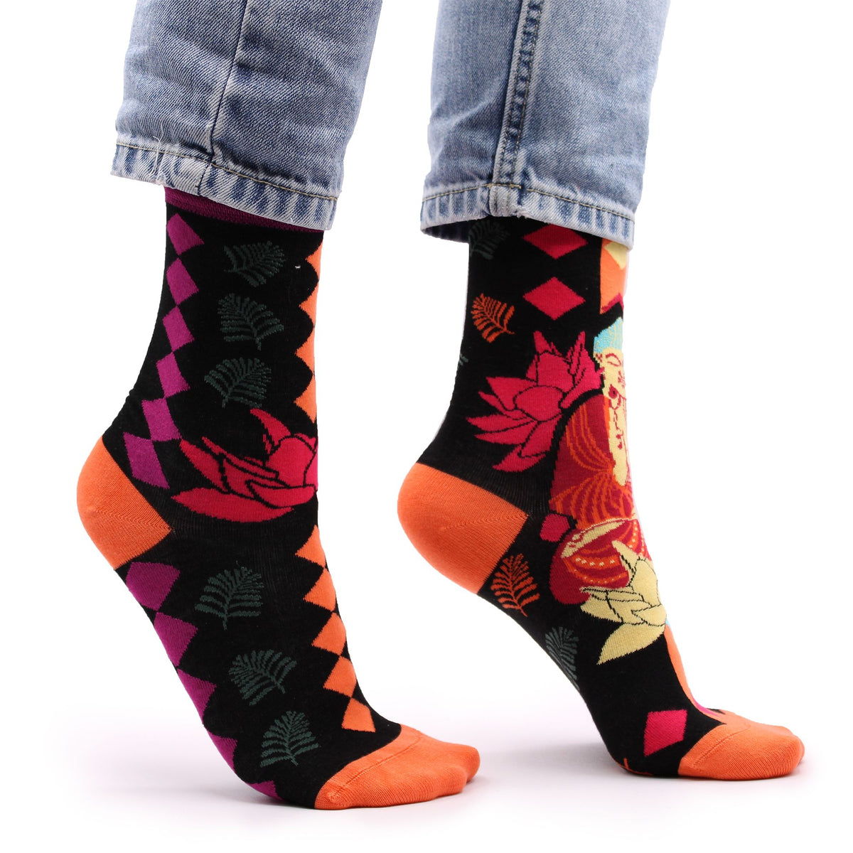 Hop Hare Bamboo Socks S/M - Pink Buddha & LotusÂ
