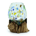 Molten Coloured Glass on Wood Medium Bowl for Home Decor
