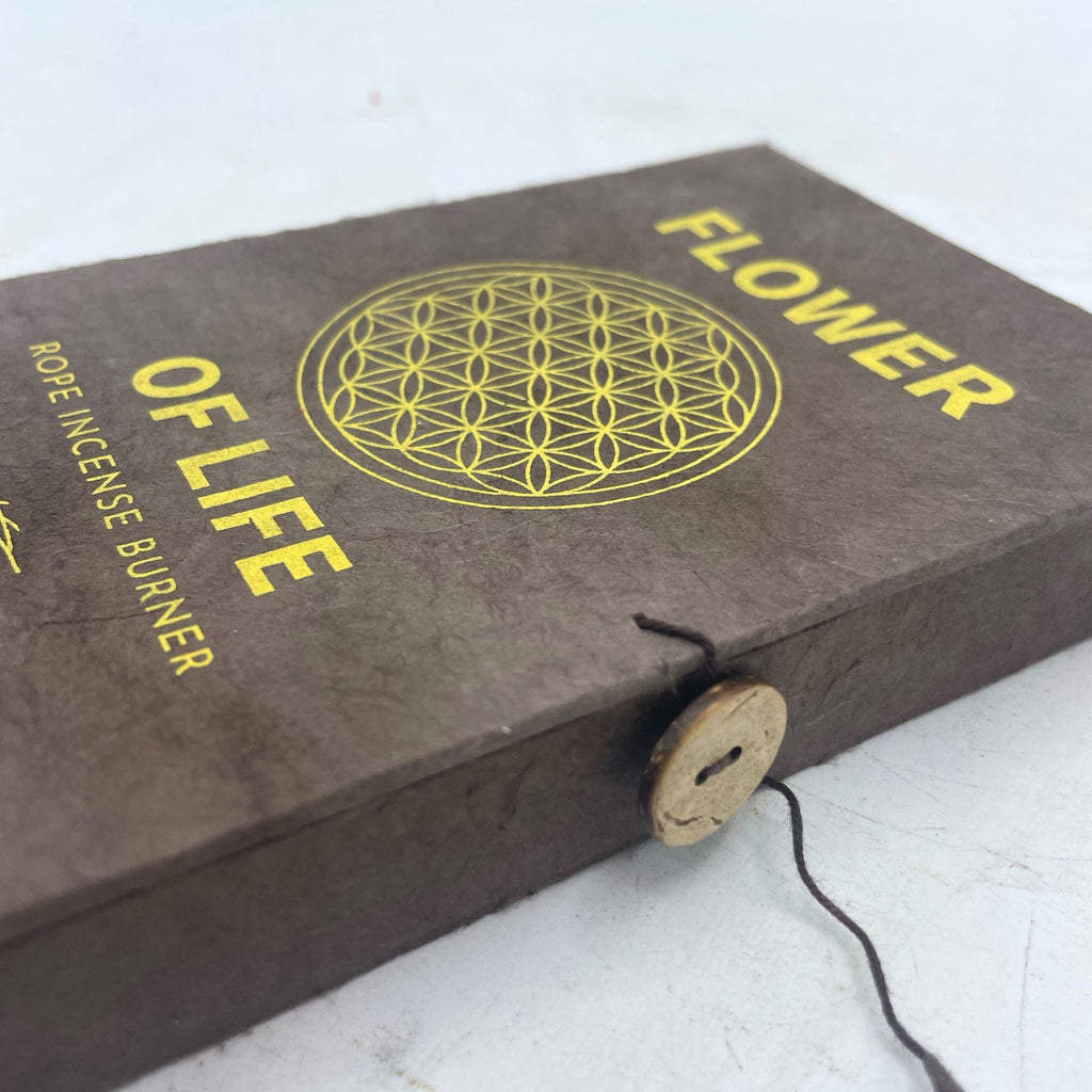 Rope Incense and Silver Plated Holder Set with Flower of Life Design