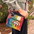 Hemp Embroidery Mushroom Party Bag with Orange Mushroom Design